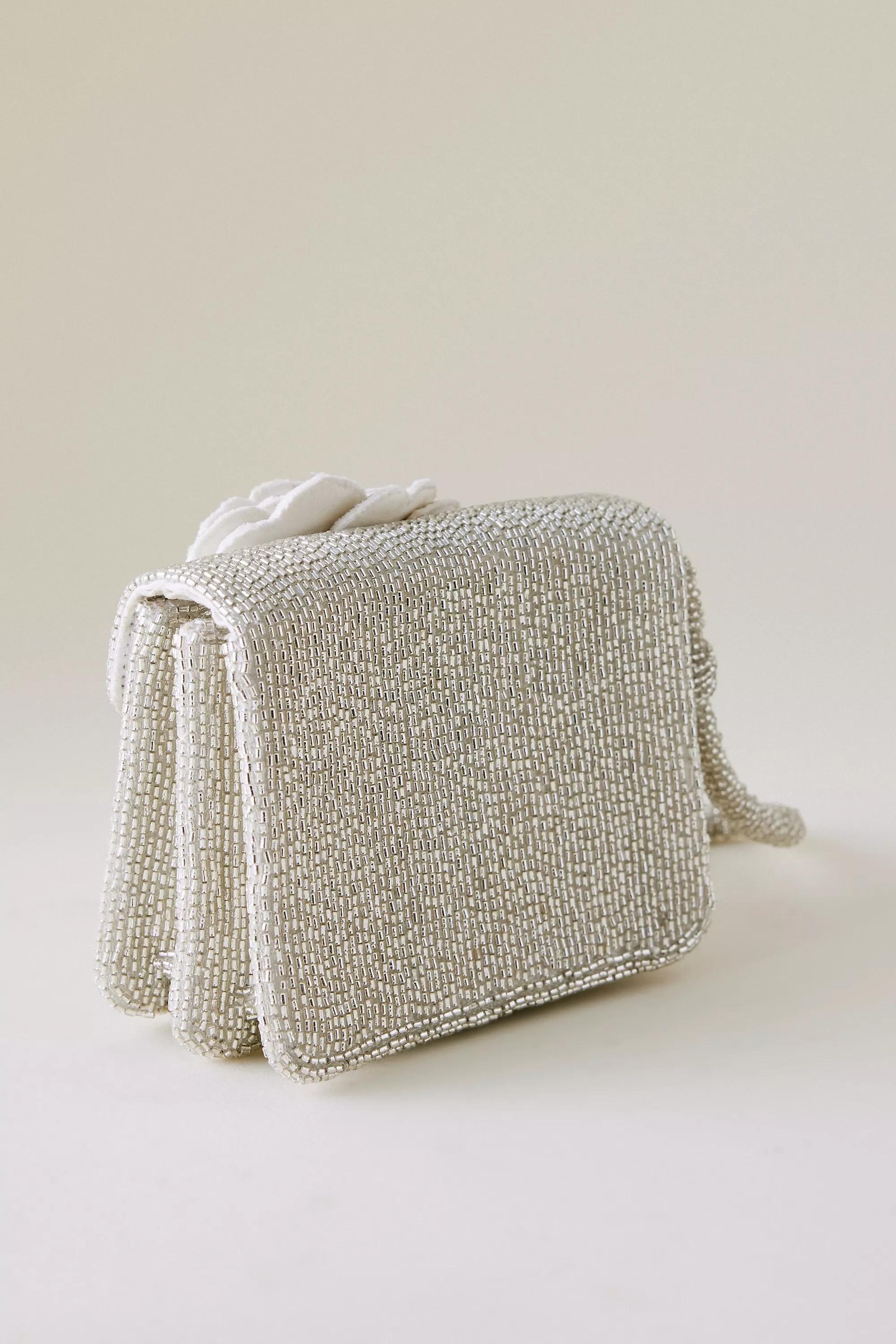 Anthropologie Embellishment Clutch, Silver, A501_0007, medium