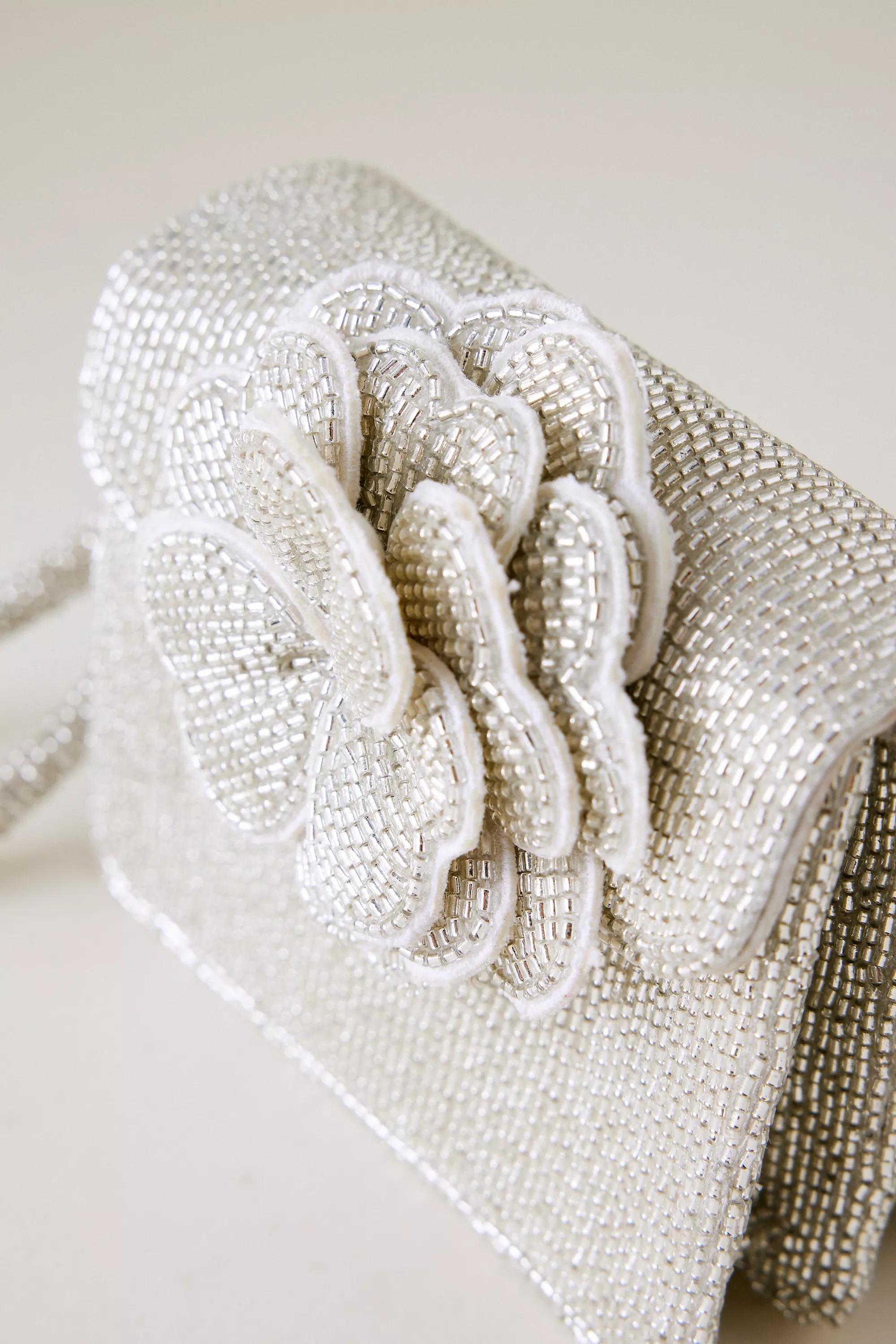 Anthropologie Embellishment Clutch, Silver, A501_0007, medium