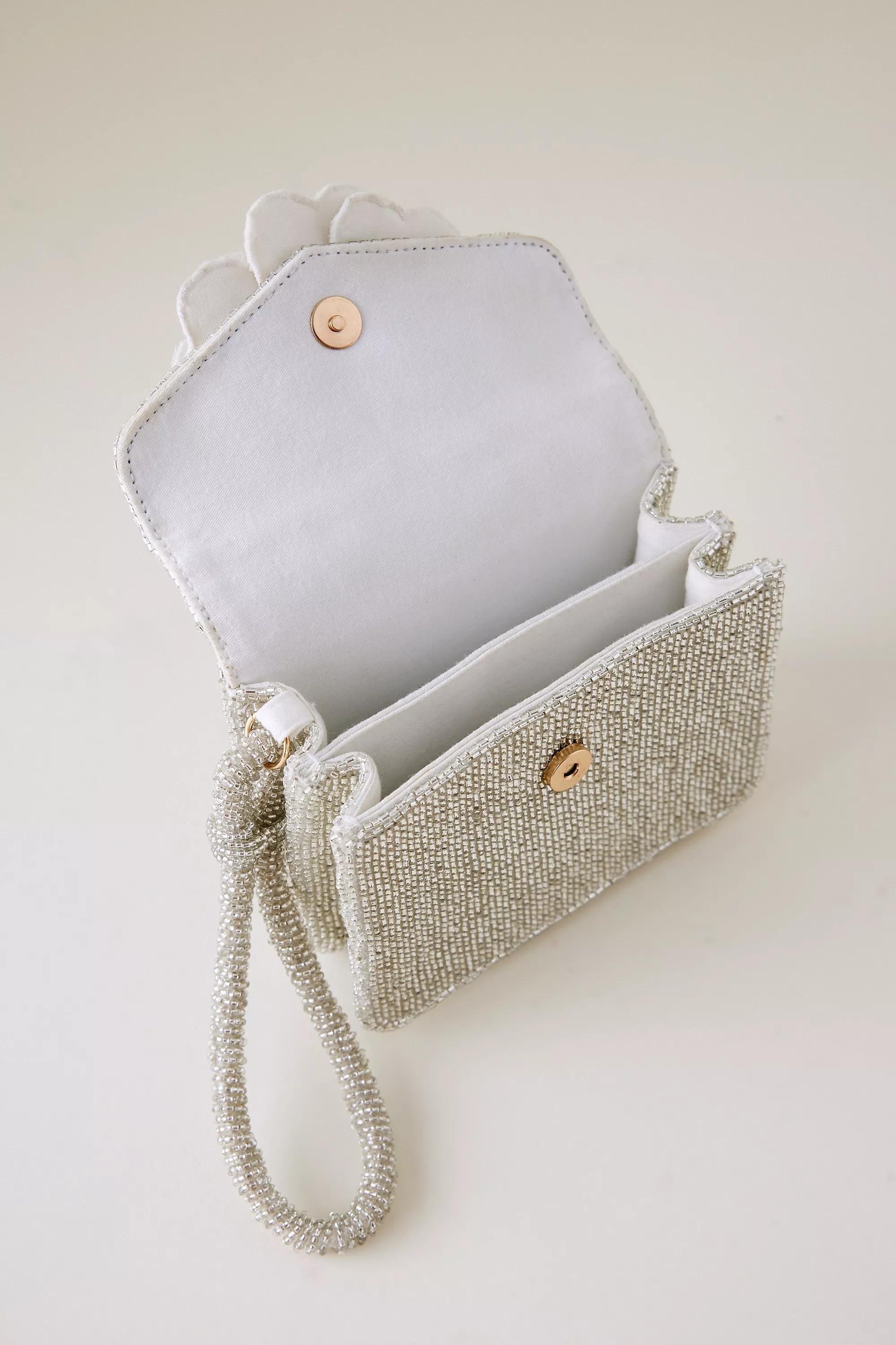 Anthropologie Embellishment Clutch, Silver, A501_0007, medium