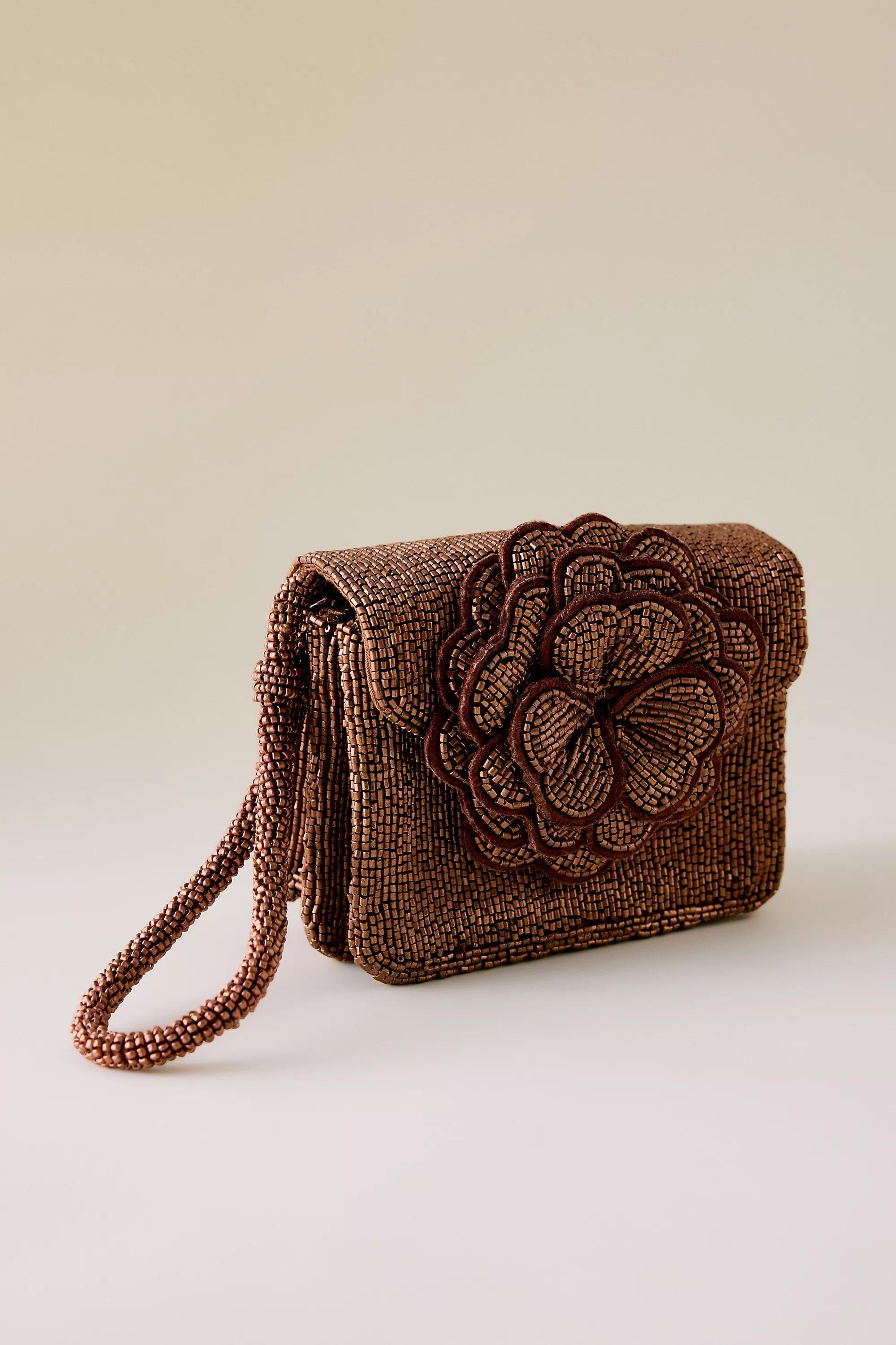 By Anthropologie Beaded Wristlet, Brown, A501_0028, large image number 0