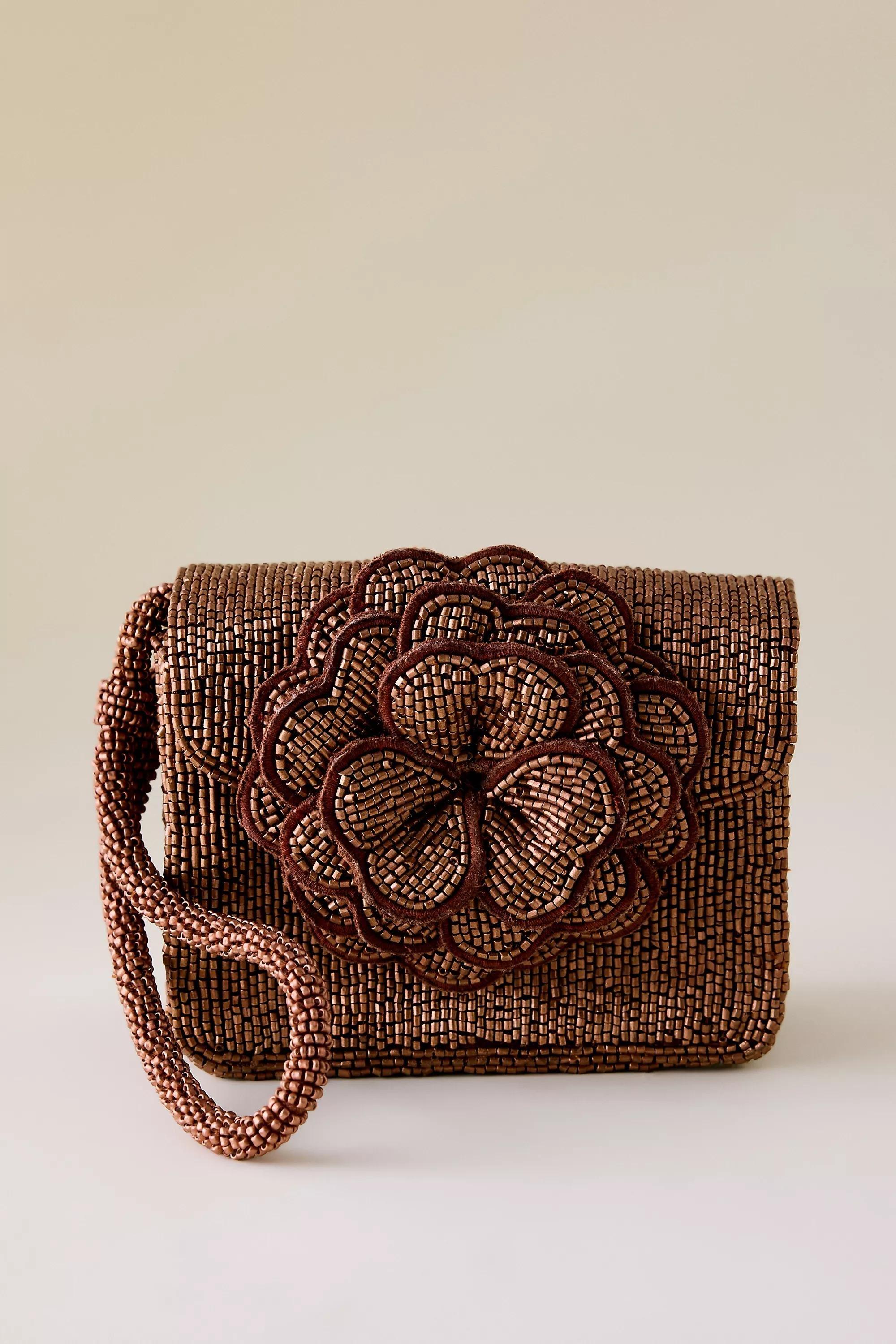 By Anthropologie Beaded Wristlet, Brown, A501_0028, large image number 1