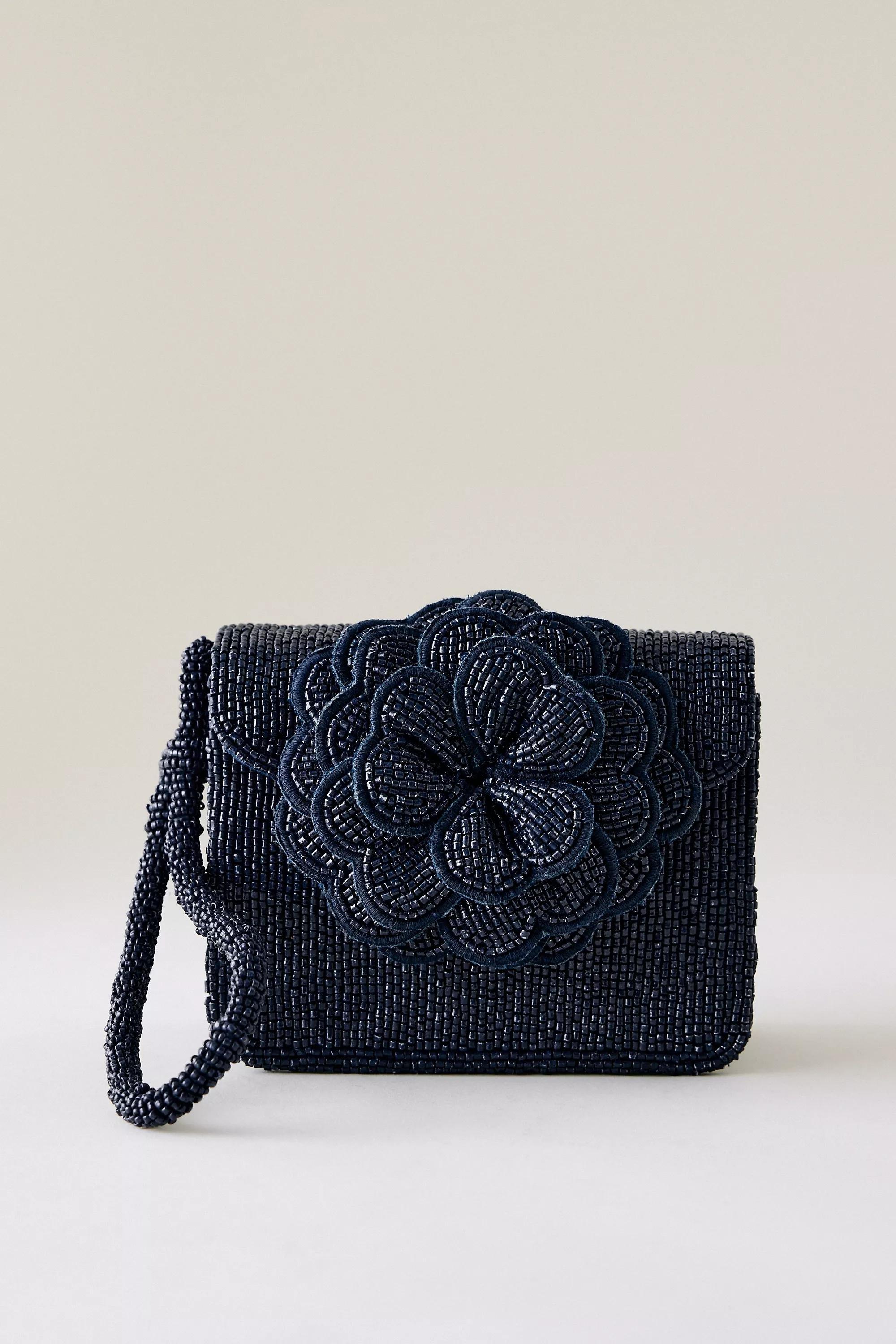 By Anthropologie Beaded Wristlet, Navy, A501_0041, large image number 1