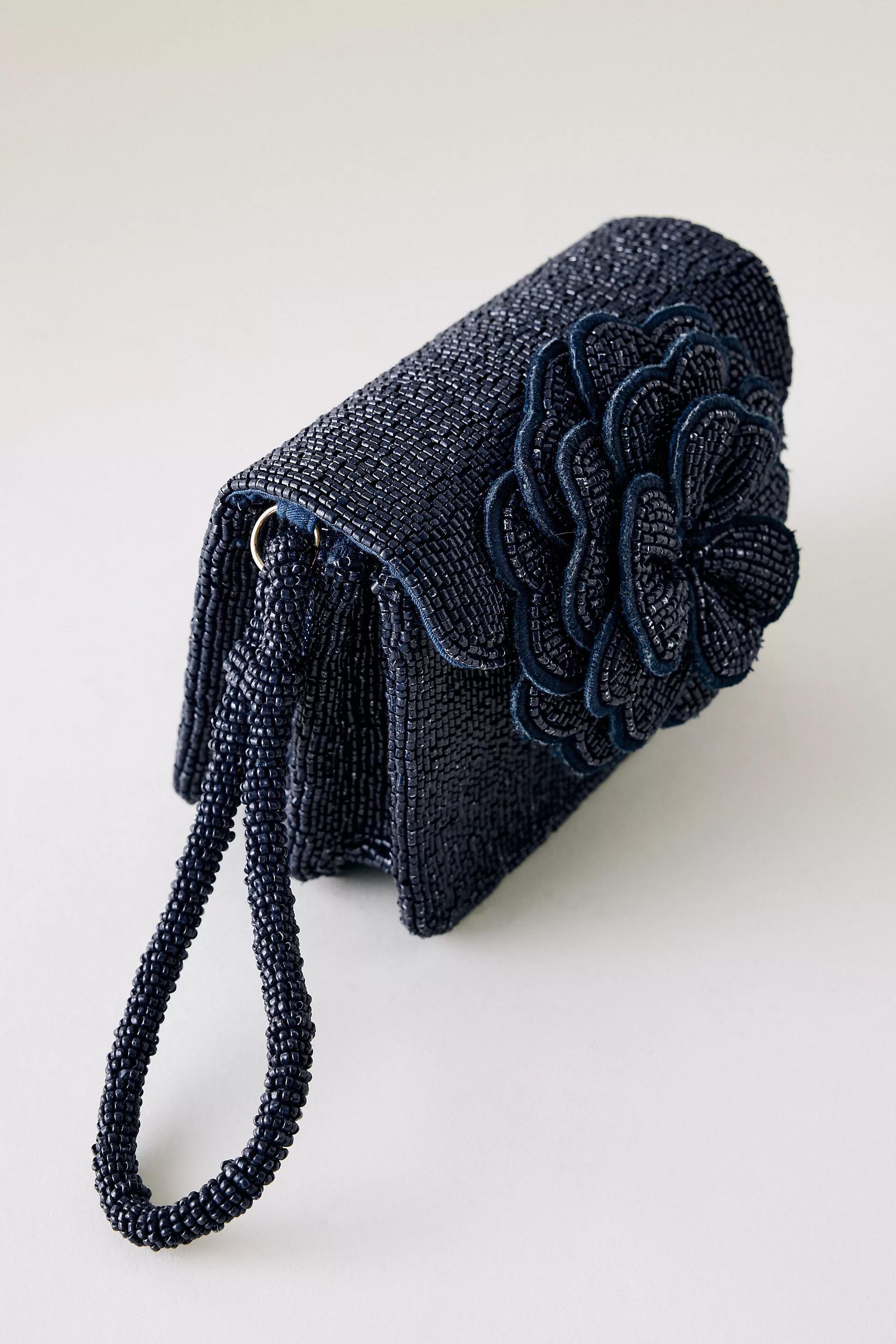 By Anthropologie Beaded Wristlet, Navy, A501_0041, large image number 2