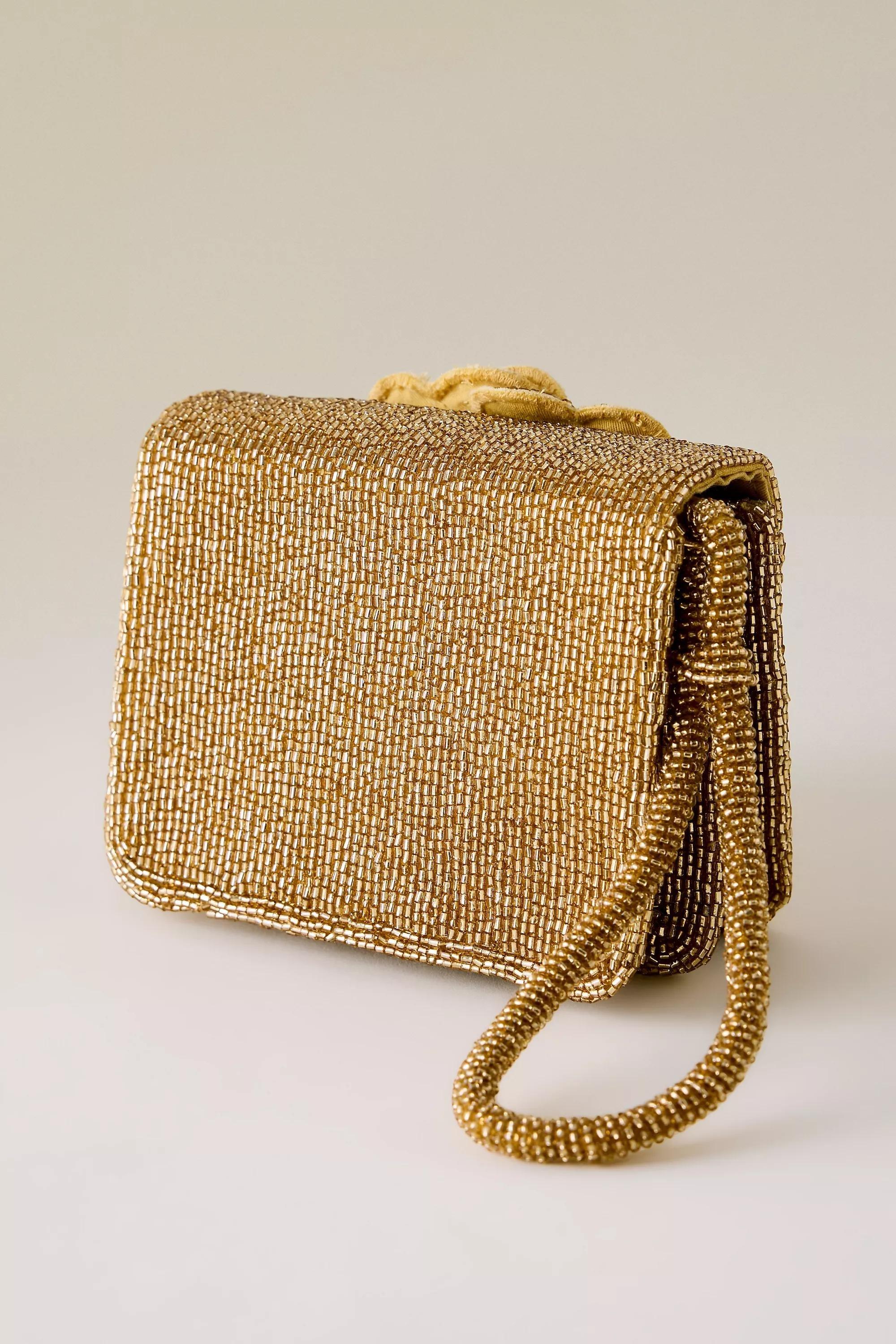 By Anthropologie Beaded Wristlet, Gold, A501_0070, large image number 1