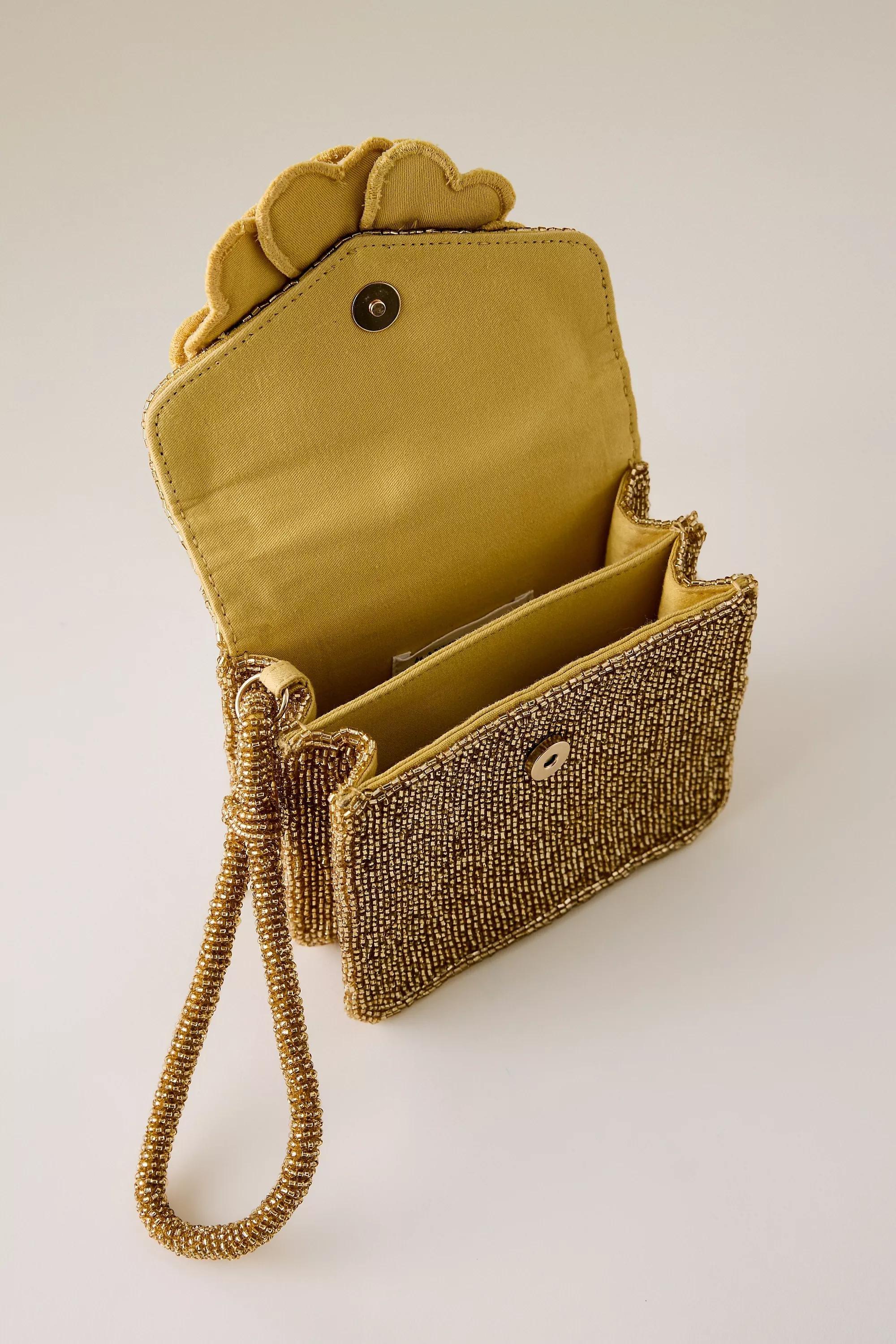 By Anthropologie Beaded Wristlet, Gold, A501_0070, large image number 4