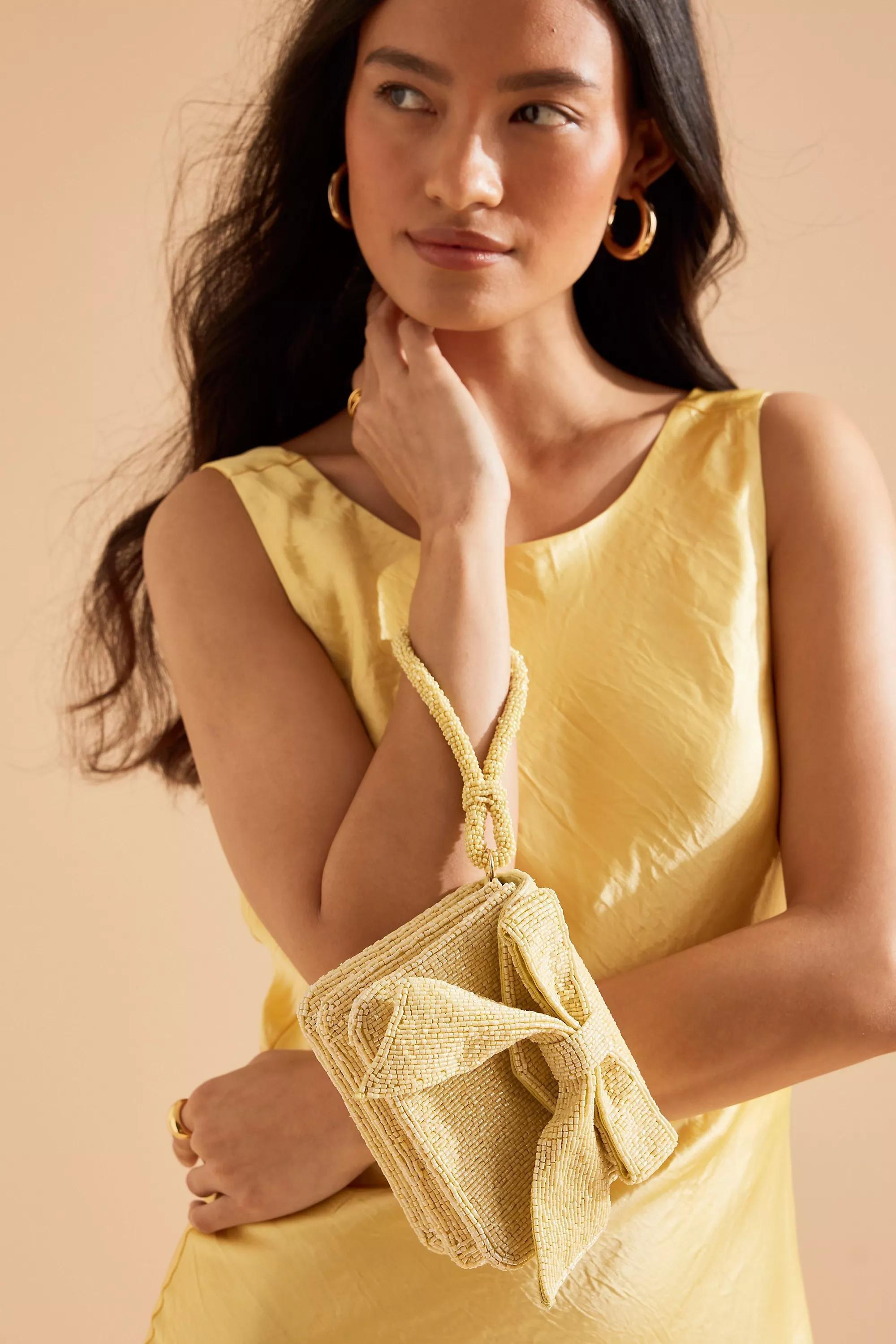 Anthropologie Bow Clutch, Yellow, A501_0072, medium