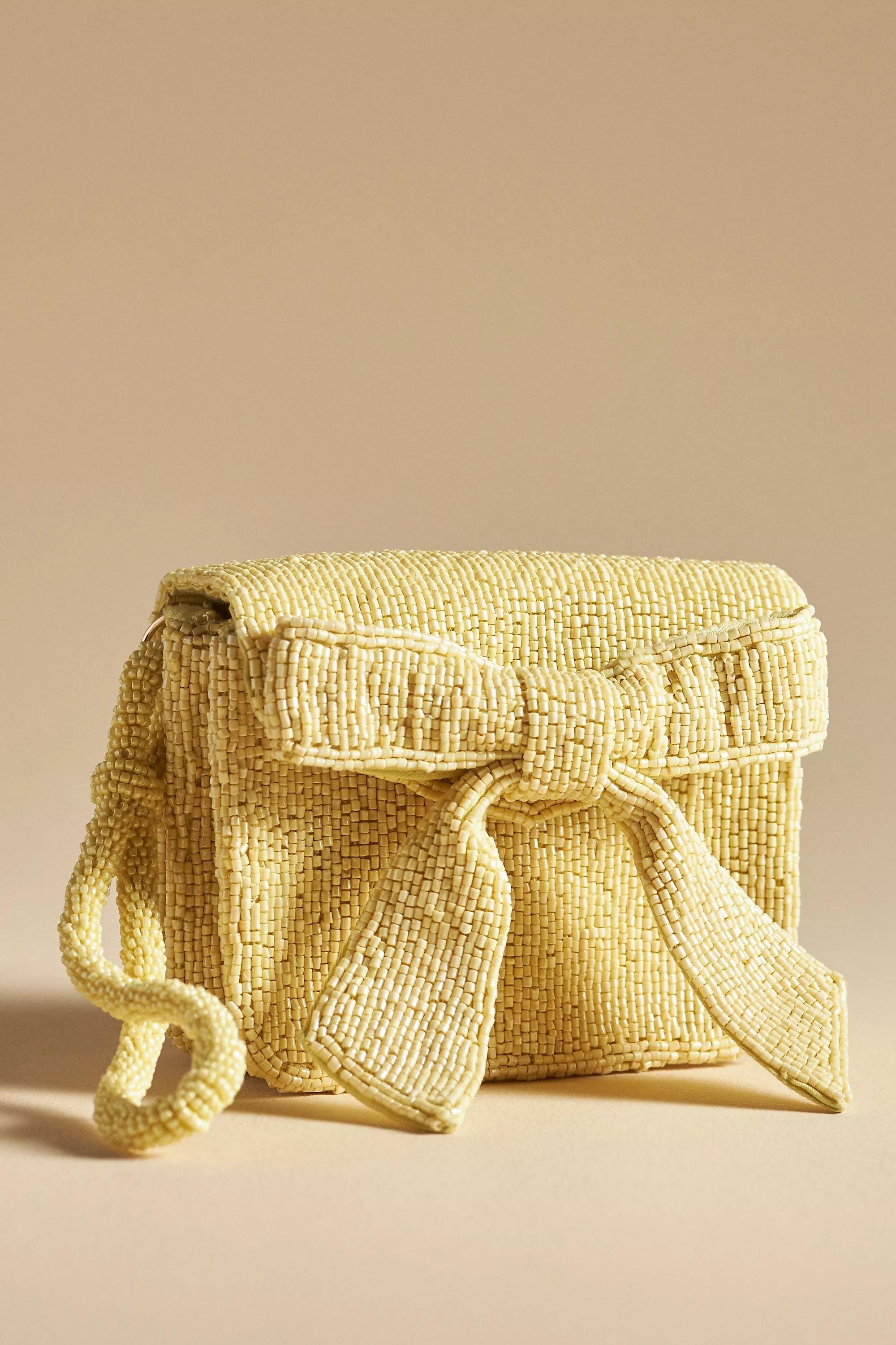 Anthropologie Bow Clutch, Yellow, A501_0072, medium