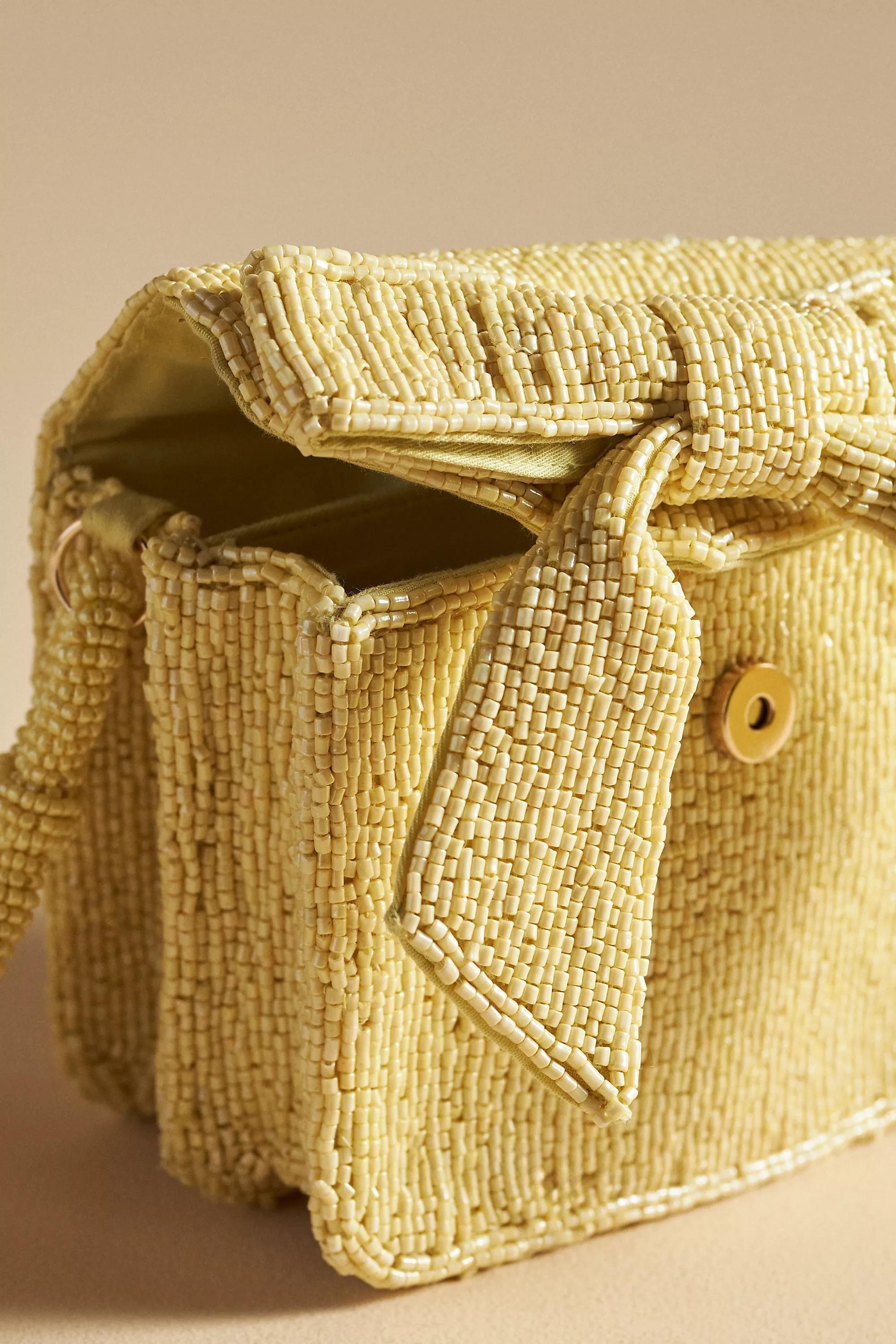 Anthropologie Bow Clutch, Yellow, A501_0072, medium