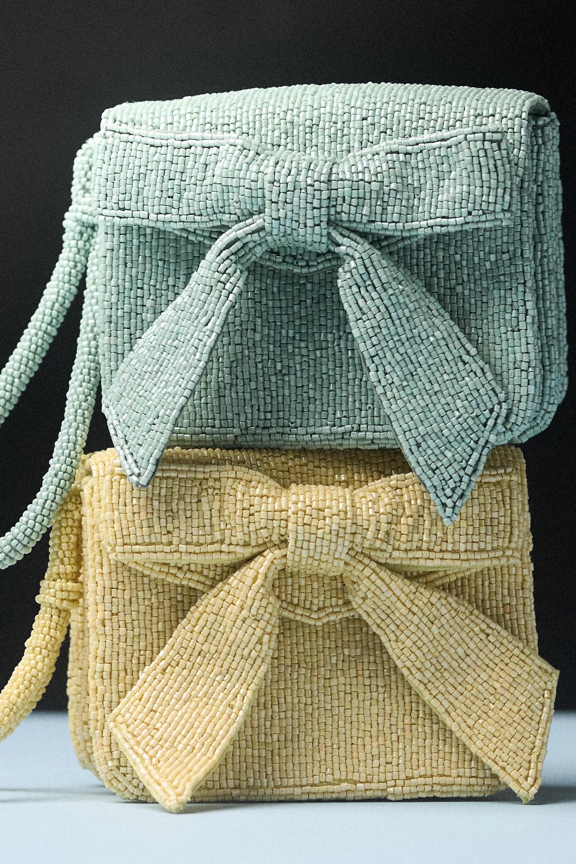 Anthropologie Bow Clutch, Yellow, A501_0072, medium