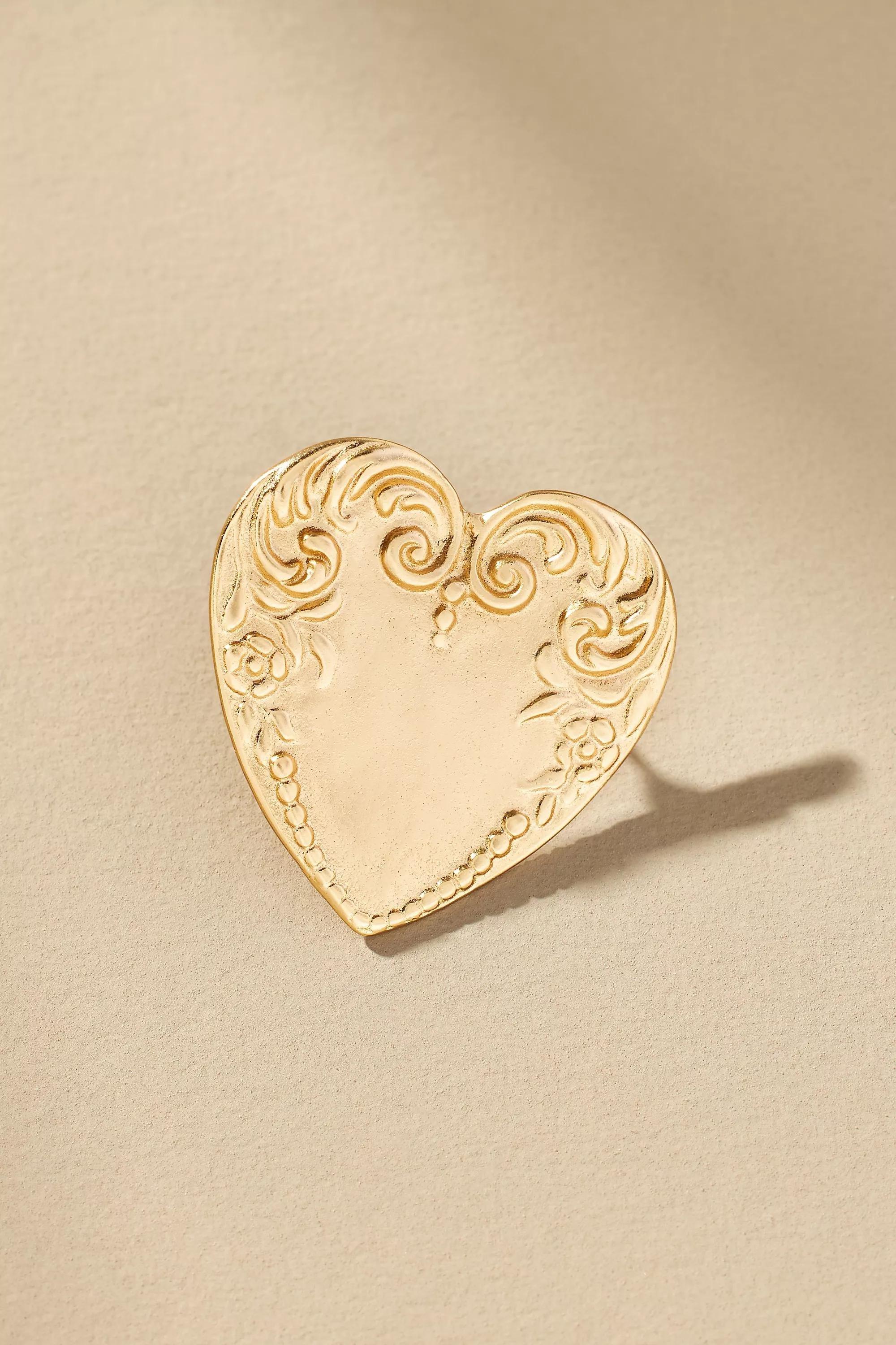 14K Gold-Plated Western Heart Post Earrings, Gold, A501_0070, large image number 1