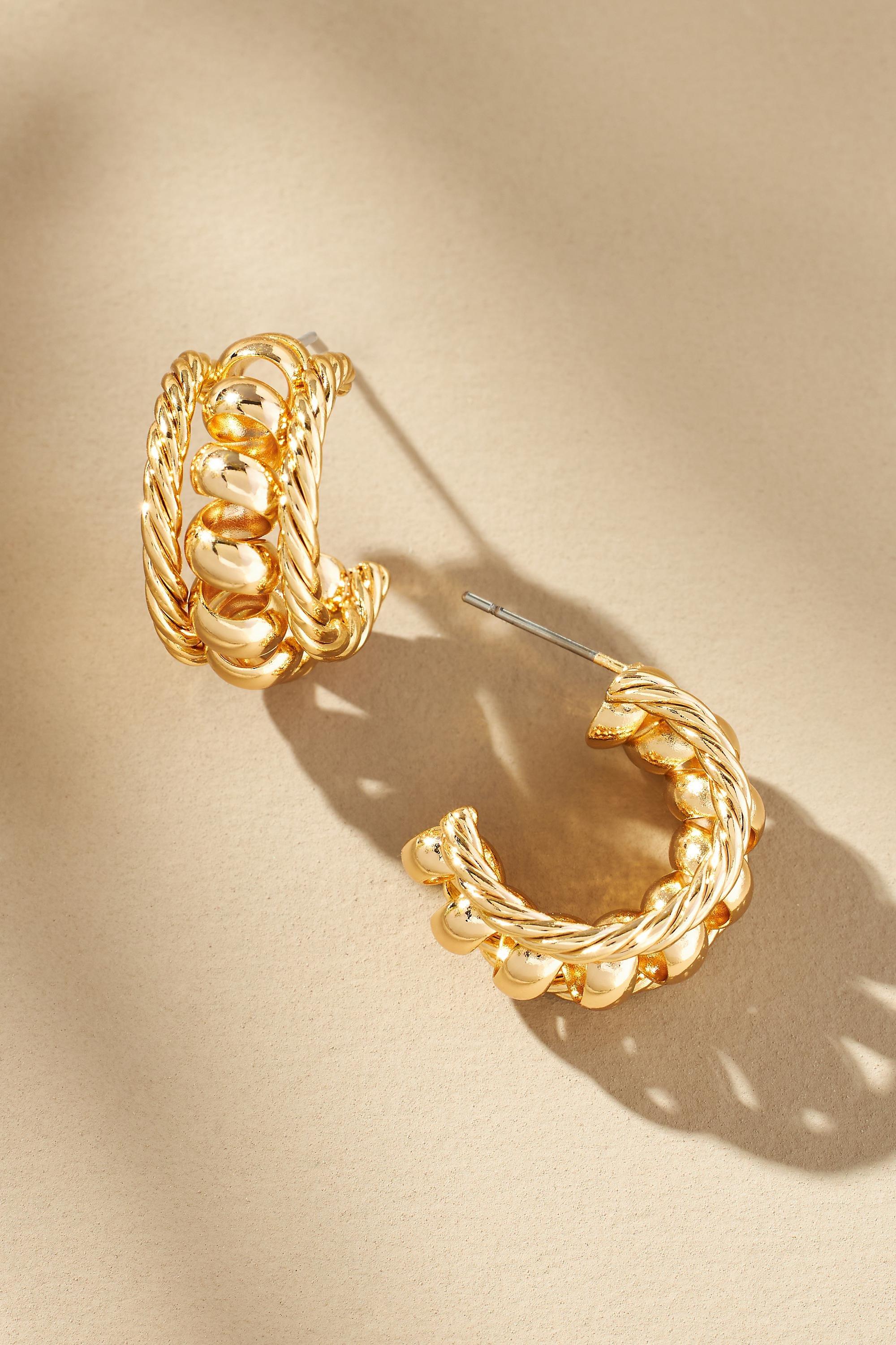 Anthropologie Hoop, Gold, , medium