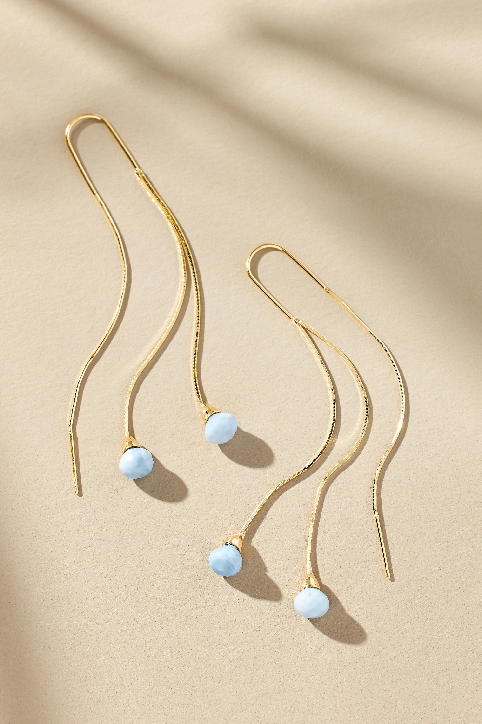 14K Gold-Plated Sunset Stone Wire Drop Earrings, Blue, A501_0045, large image number 0