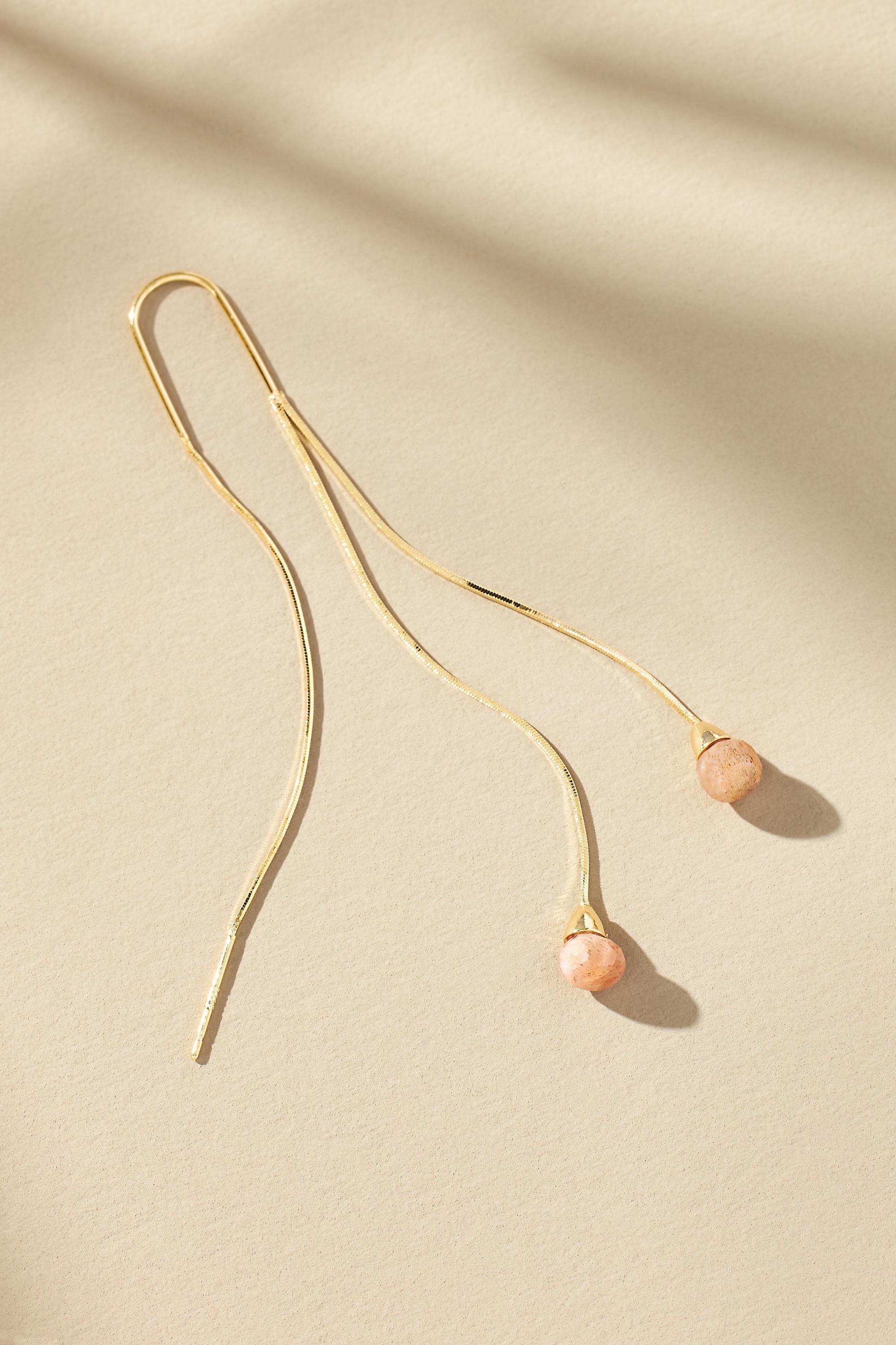 14K Gold-Plated Sunset Stone Wire Drop Earrings, A501_0086, large image number 2