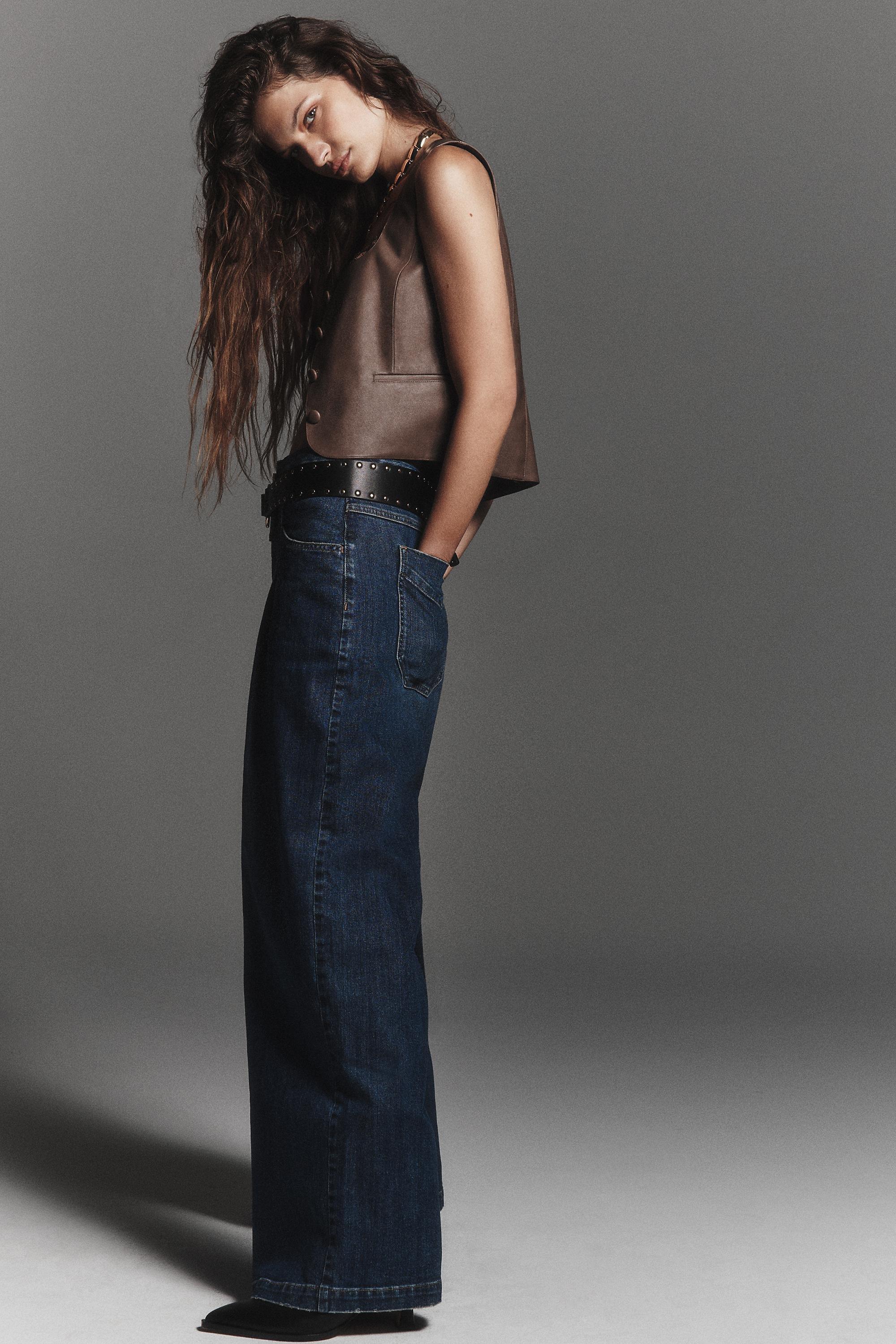 Pilcro High-Rise Wide-Leg Jeans, Navy, , large image number 0