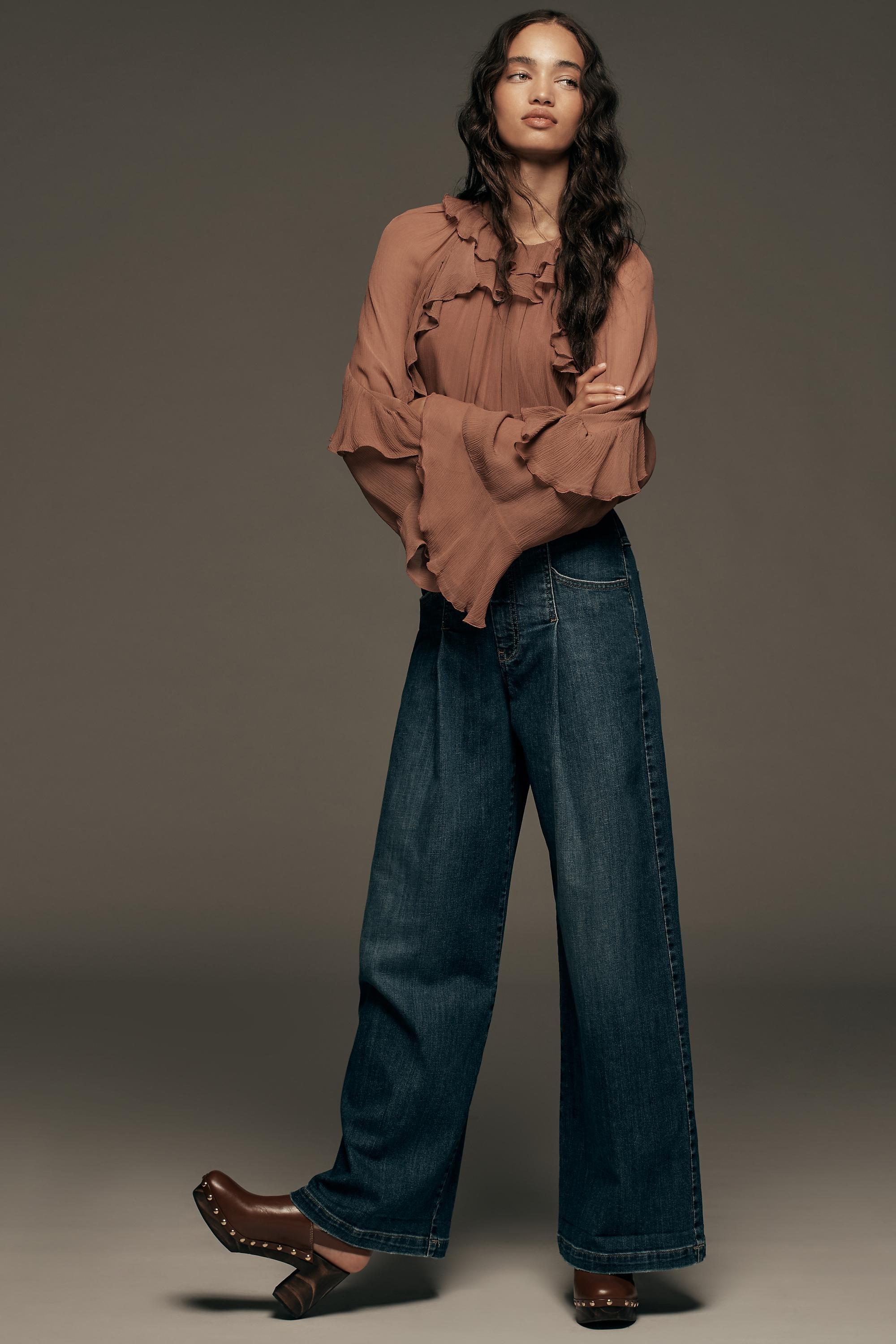 Pilcro High-Rise Wide-Leg Jeans, Navy, , large image number 3