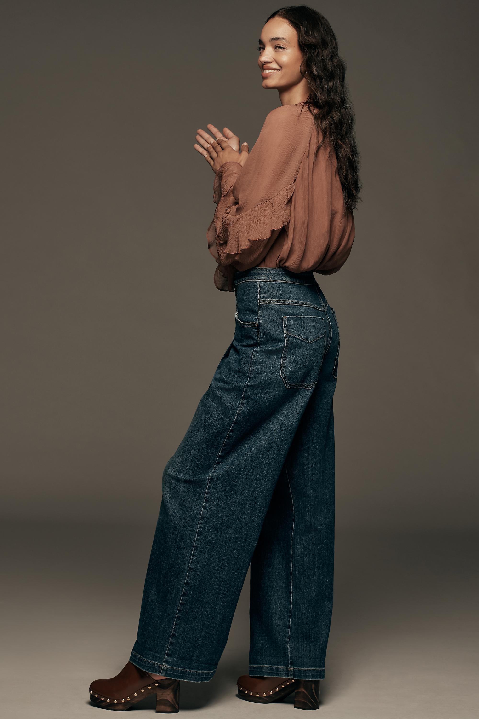 Pilcro High-Rise Wide-Leg Jeans, Navy, , large image number 4