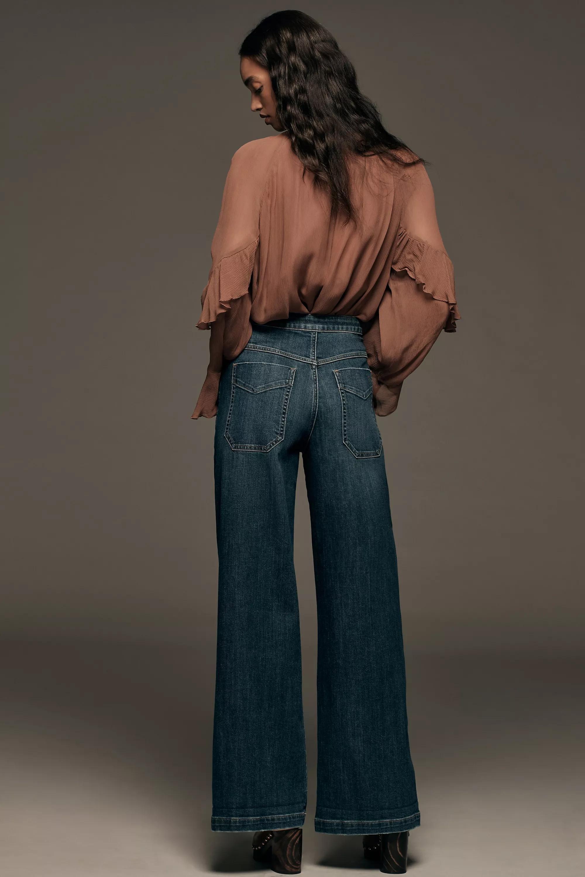 Pilcro High-Rise Wide-Leg Jeans, Navy, , large image number 5