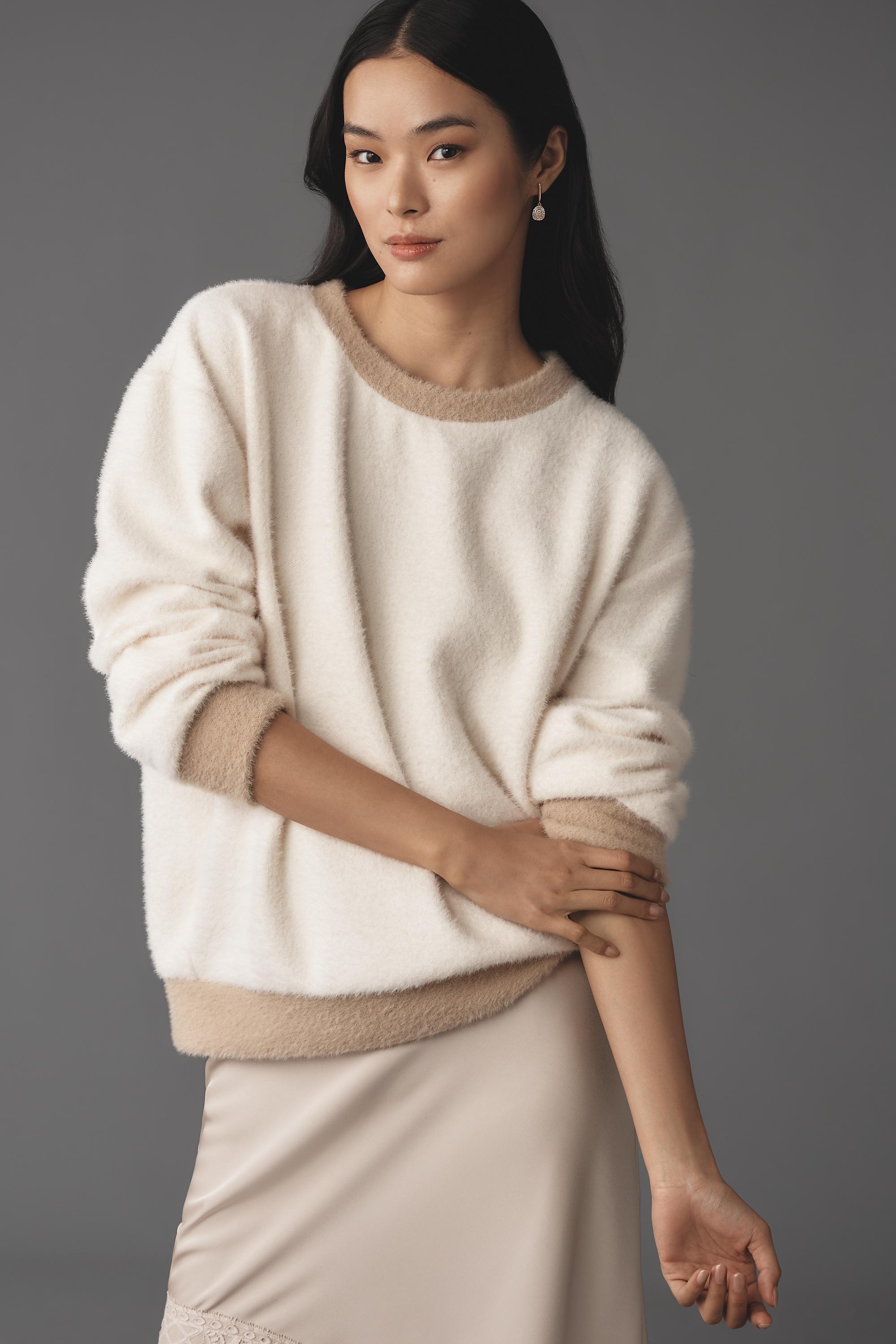 Maeve Cosy Ringer Sweatshirt, Cream, , large image number 0