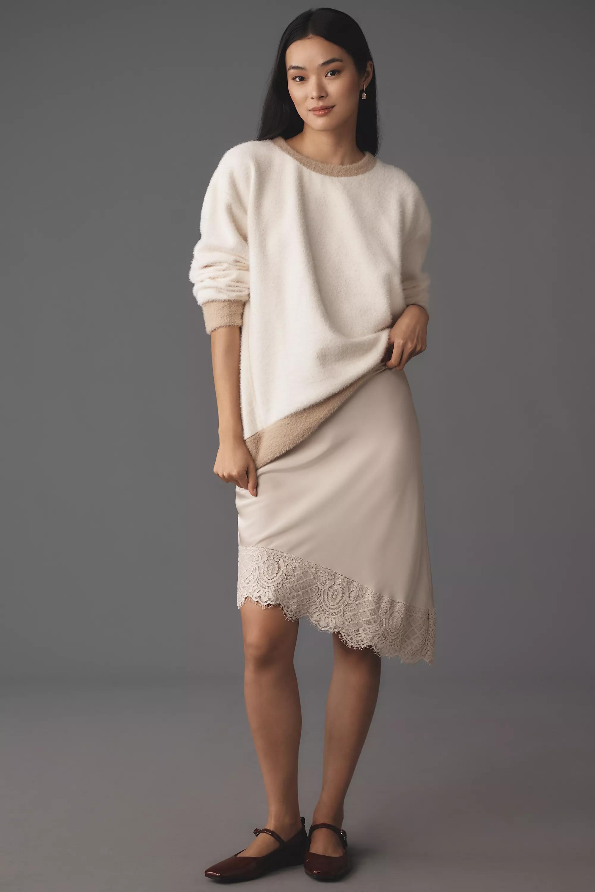 Maeve Cosy Ringer Sweatshirt, Cream, , large image number 1