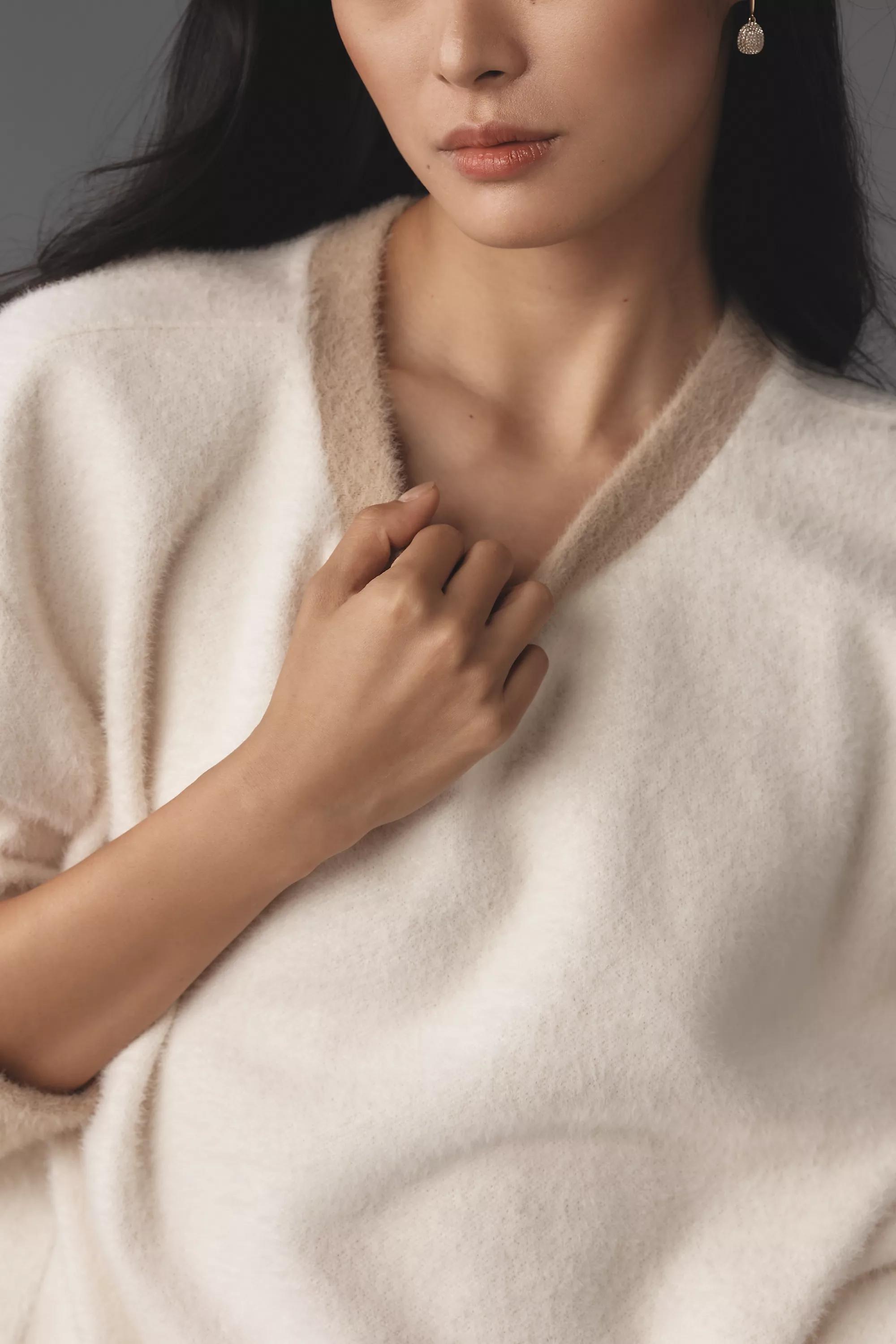 Maeve Cosy Ringer Sweatshirt, Cream, , large image number 2