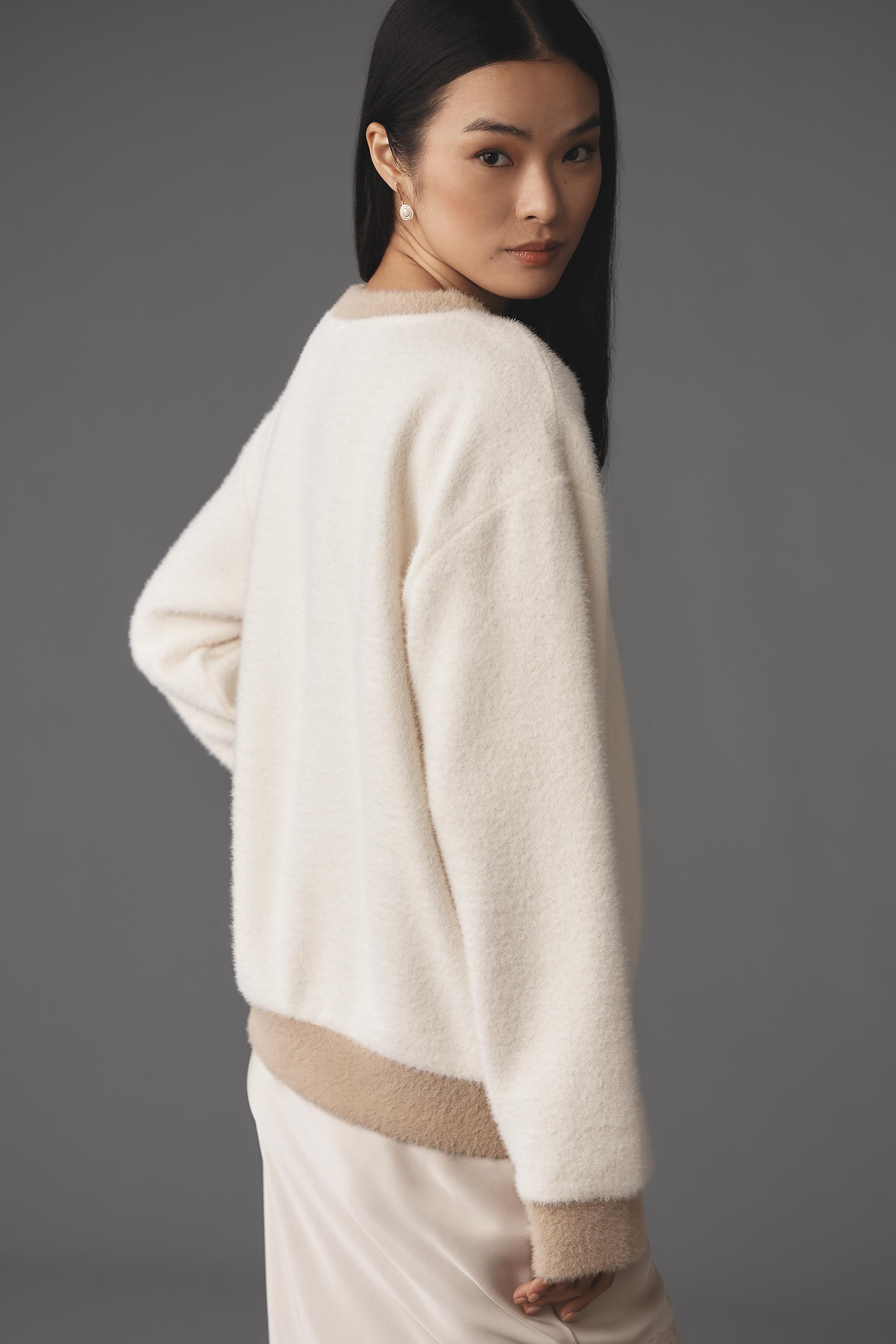 Maeve Cosy Ringer Sweatshirt, Cream, , large image number 3