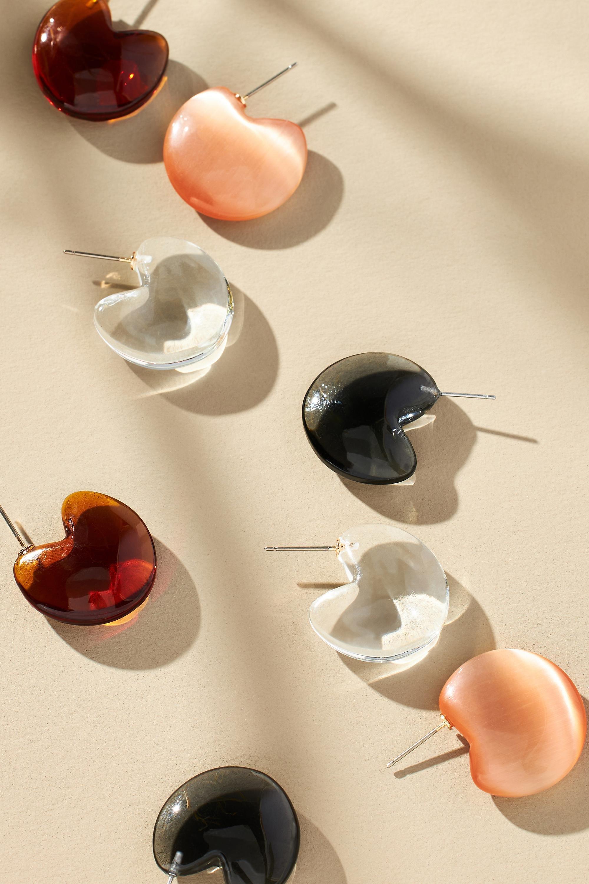 Curved Lucite Earrings, Black, A501_0001, large image number 0