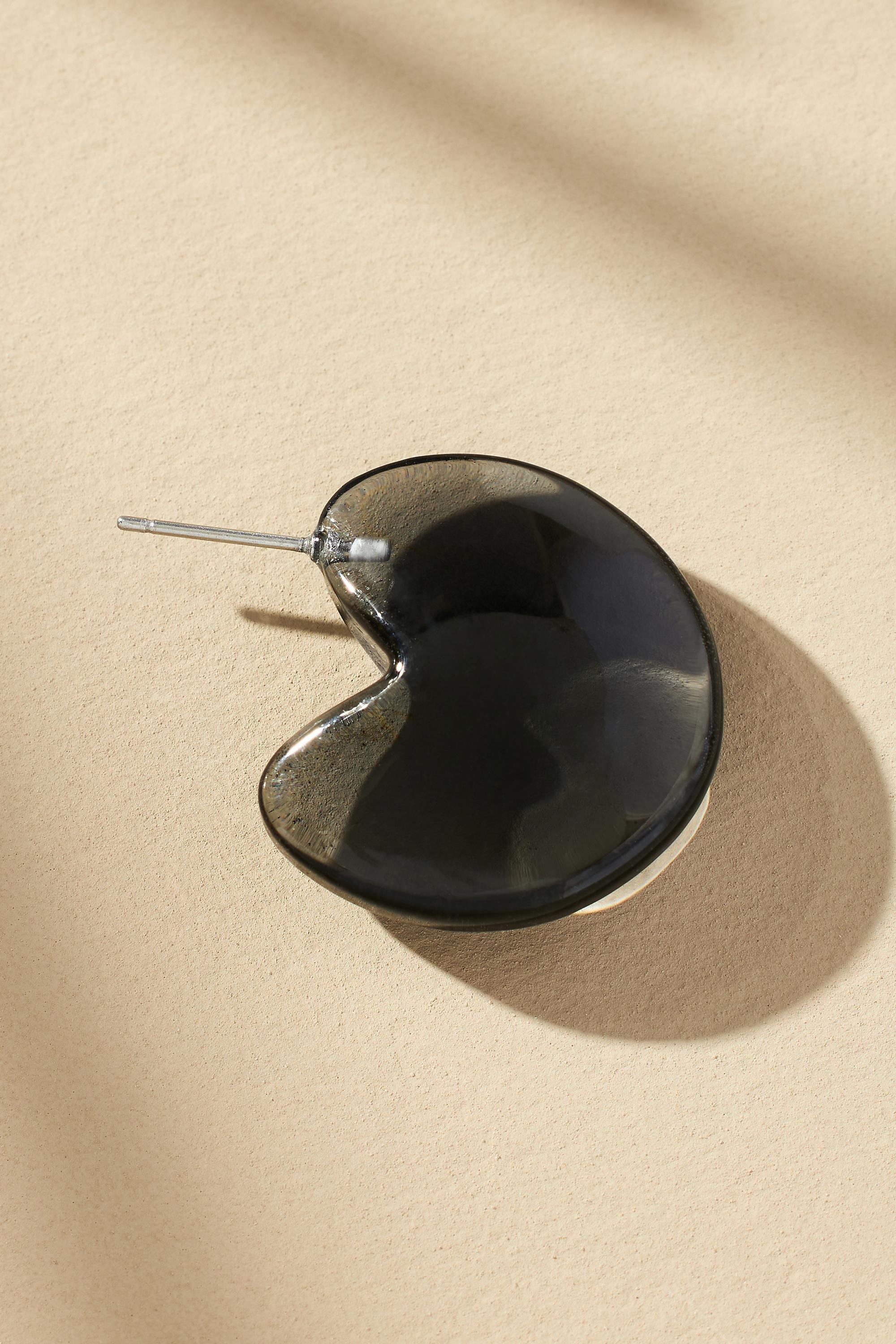 Curved Lucite Earrings, Black, A501_0001, large image number 2