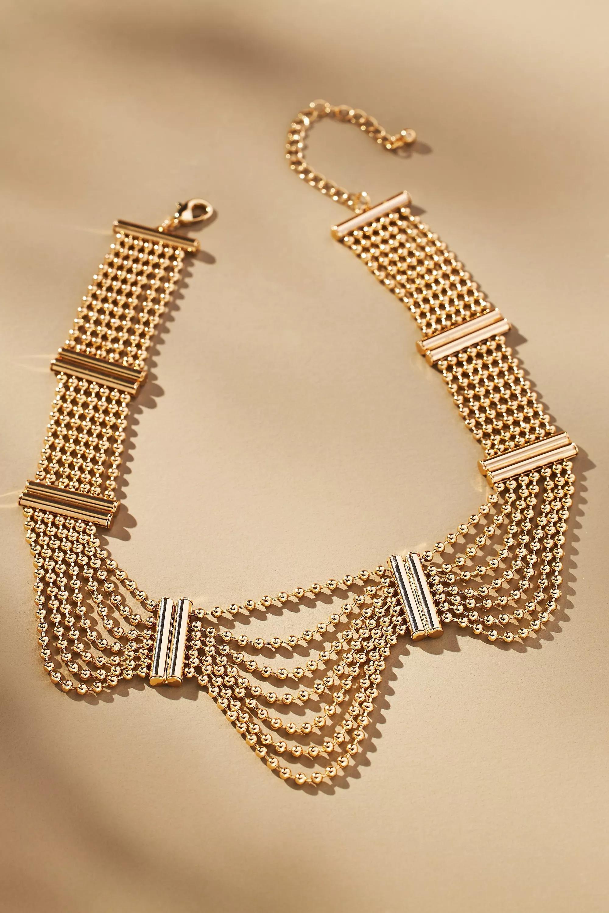 Anthropologie Multi-Chain Necklace, Gold, A501_0070, large image number 0