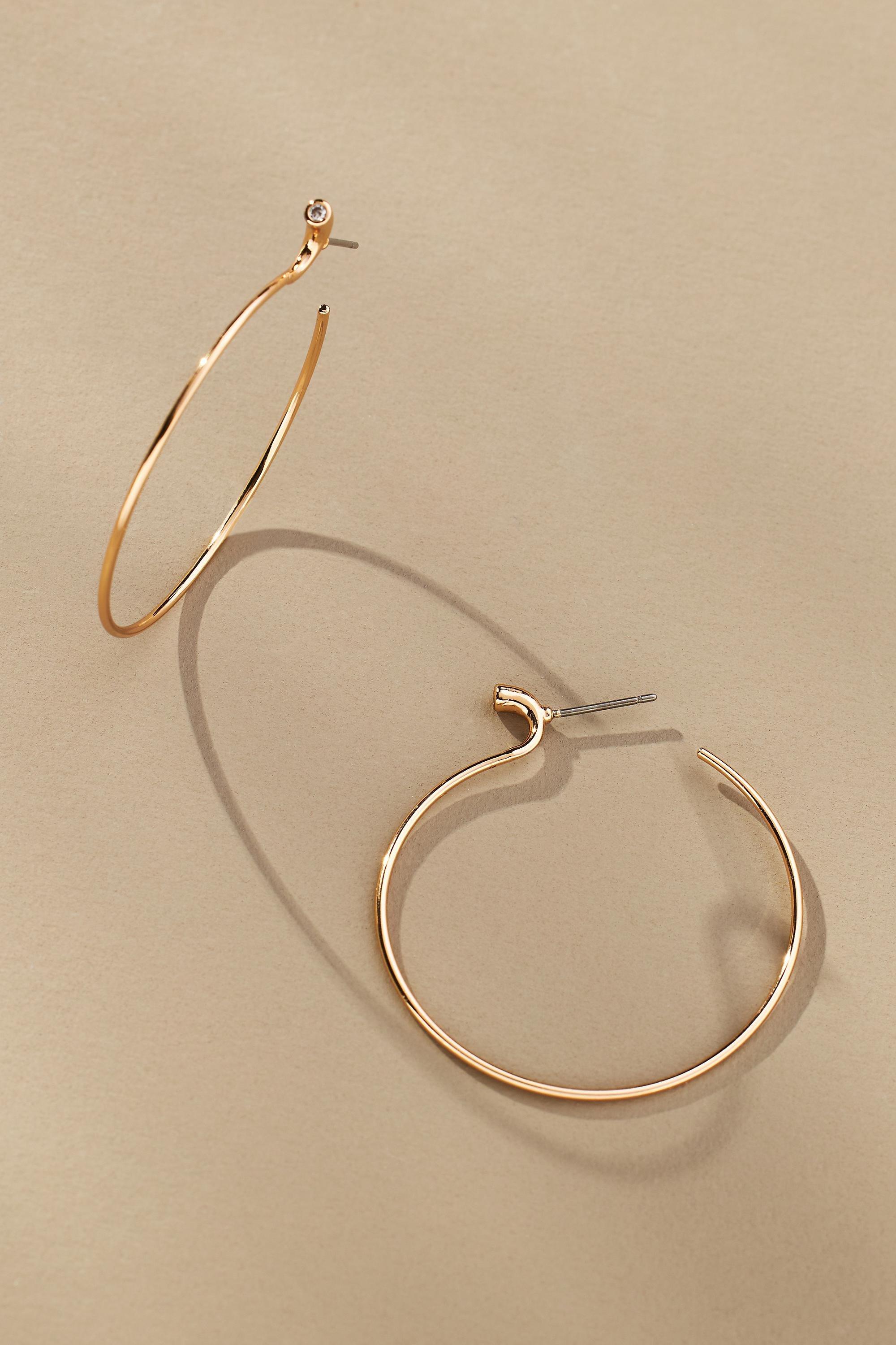 GOLD Large Thin Hoop Earrings, , medium