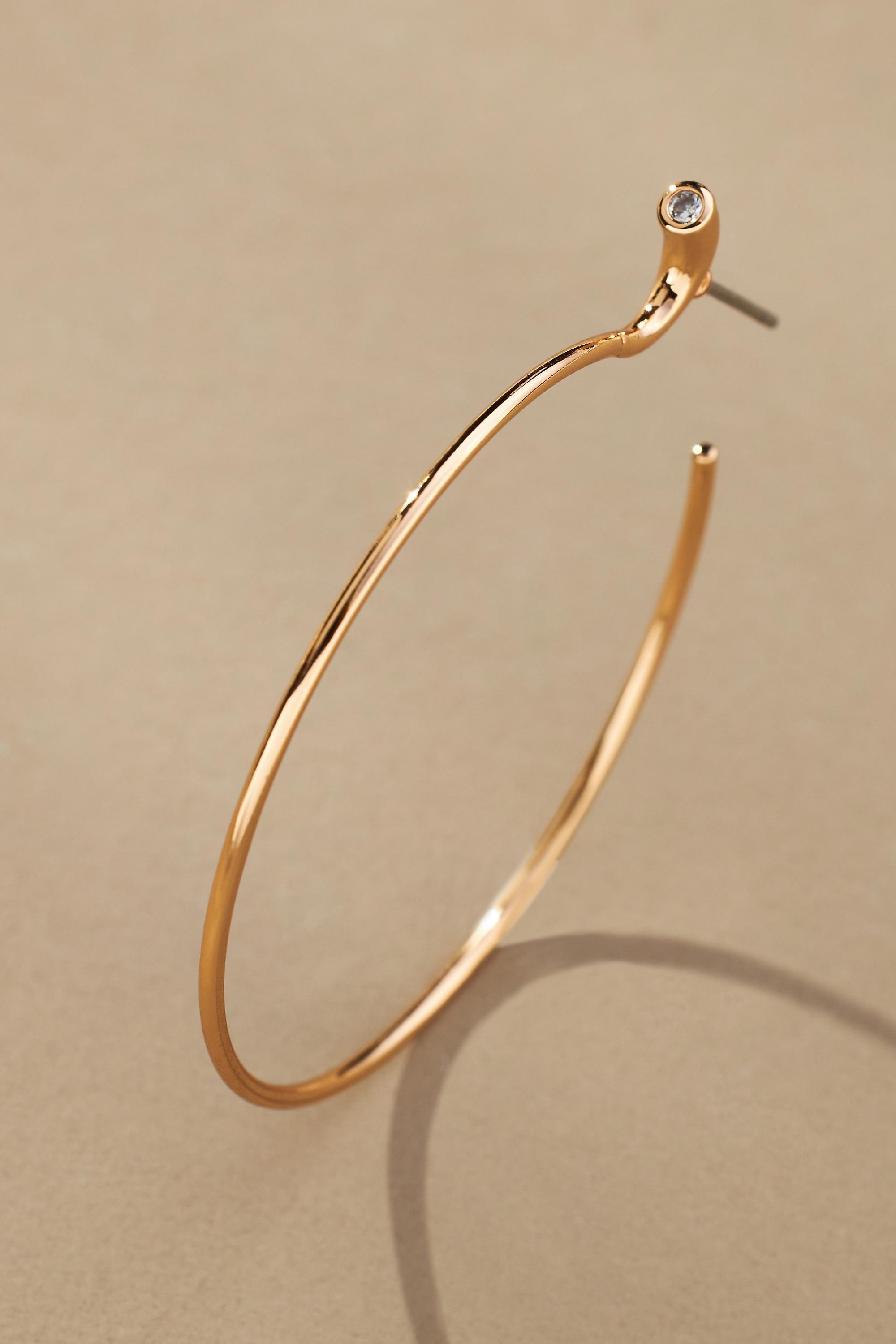 GOLD Large Thin Hoop Earrings, A501_0070, large image number 1
