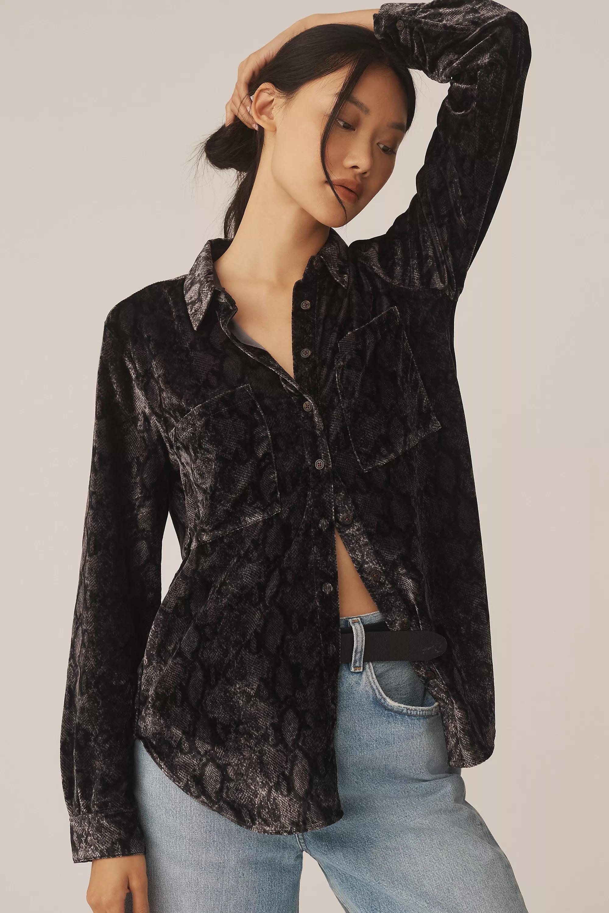 Anthropologie Textured Button Down, Grey, , large image number 0