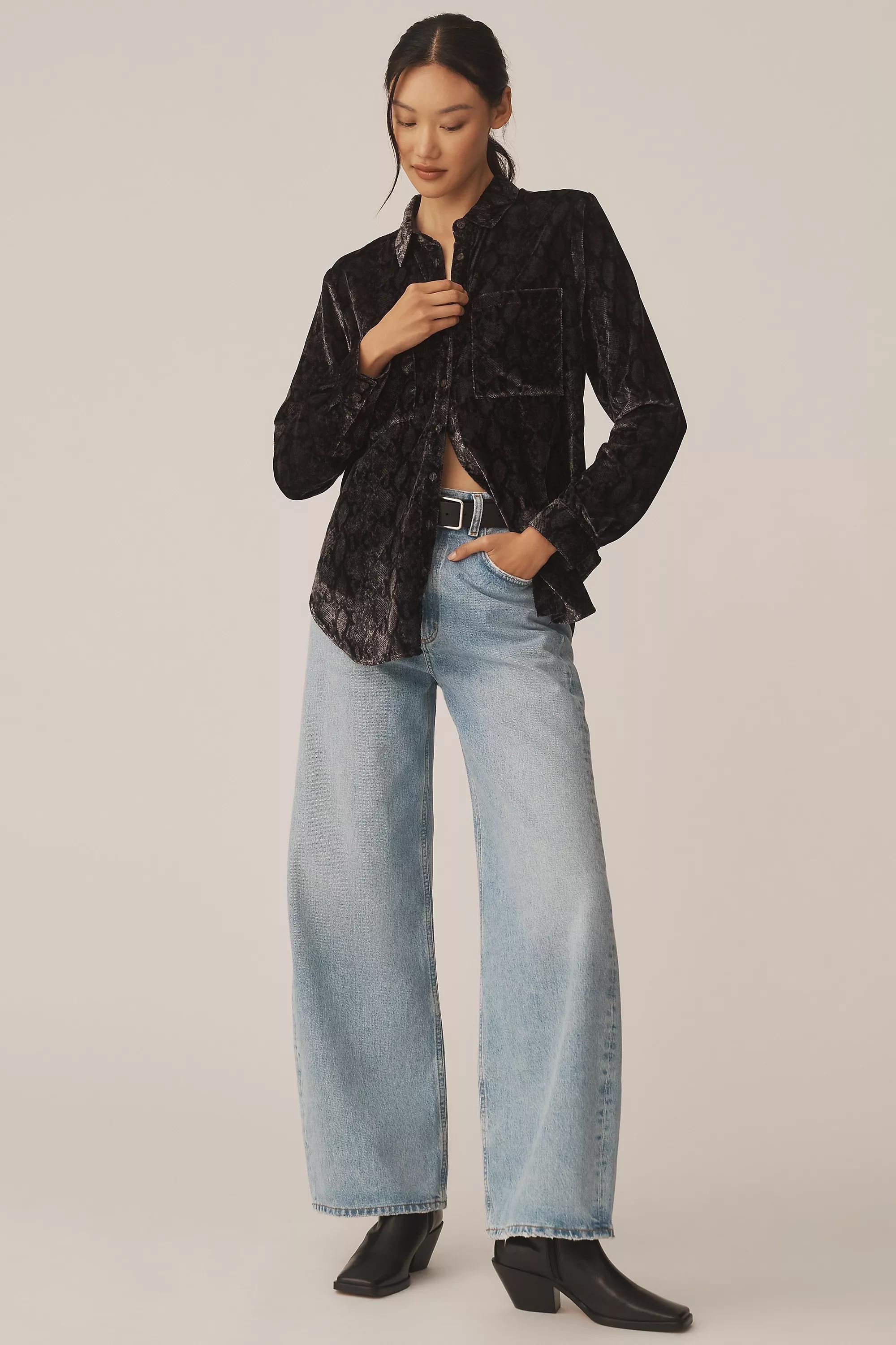Anthropologie Textured Button Down, Grey, A501_0004, large image number 2