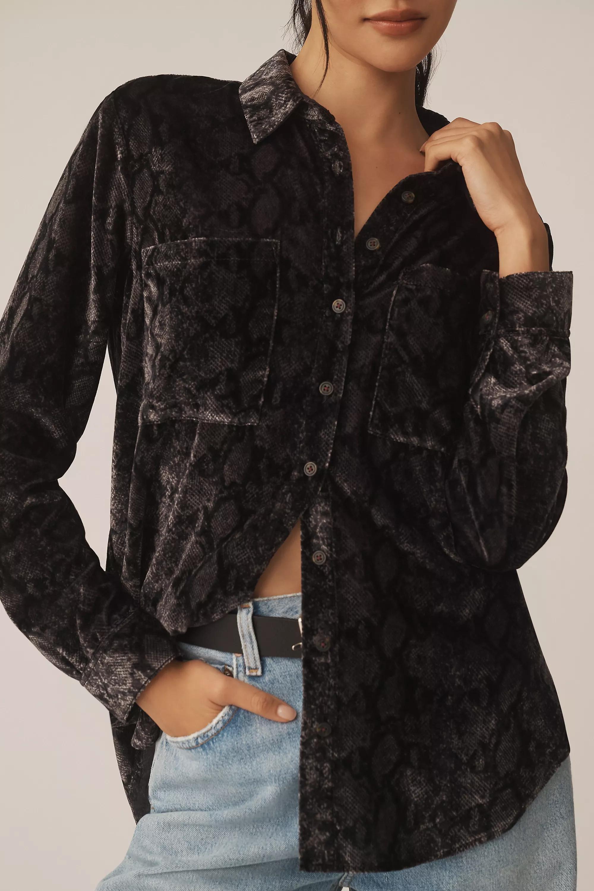 Anthropologie Textured Button Down, Grey, , large image number 3