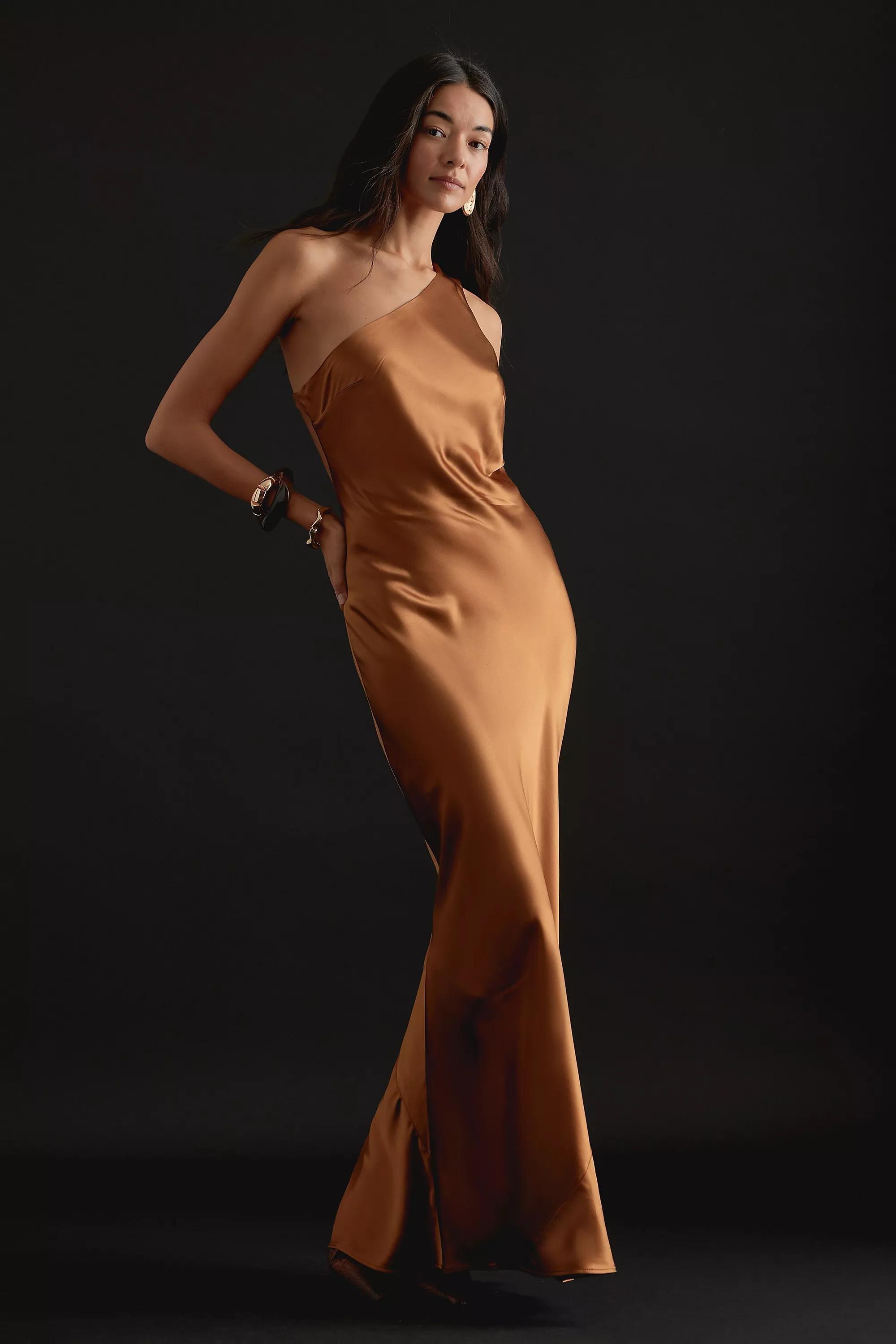 Anthropologie Cutout Slip Party Maxi, Brown, , large image number 0