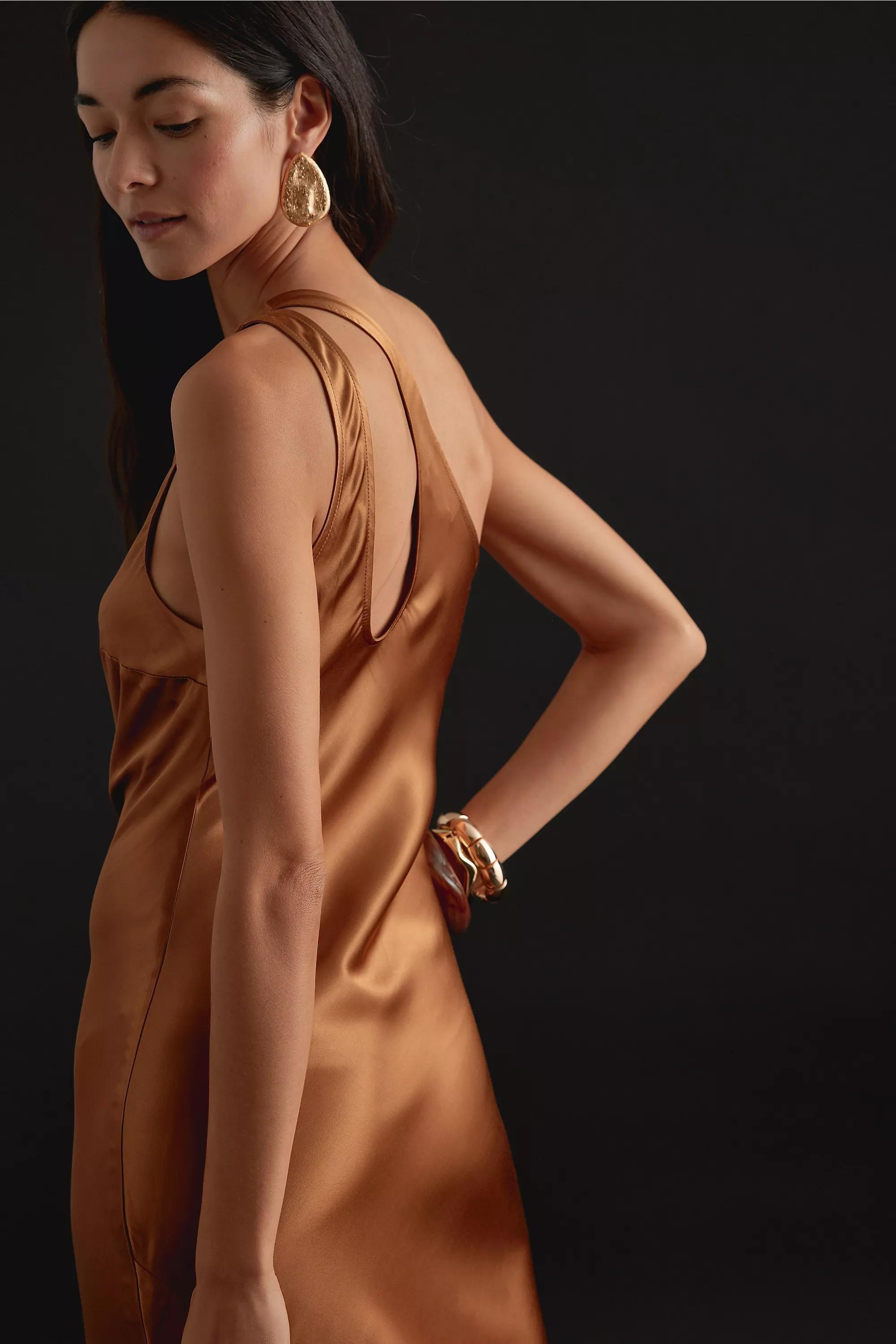 Anthropologie Cutout Slip Party Maxi, Brown, , large image number 1