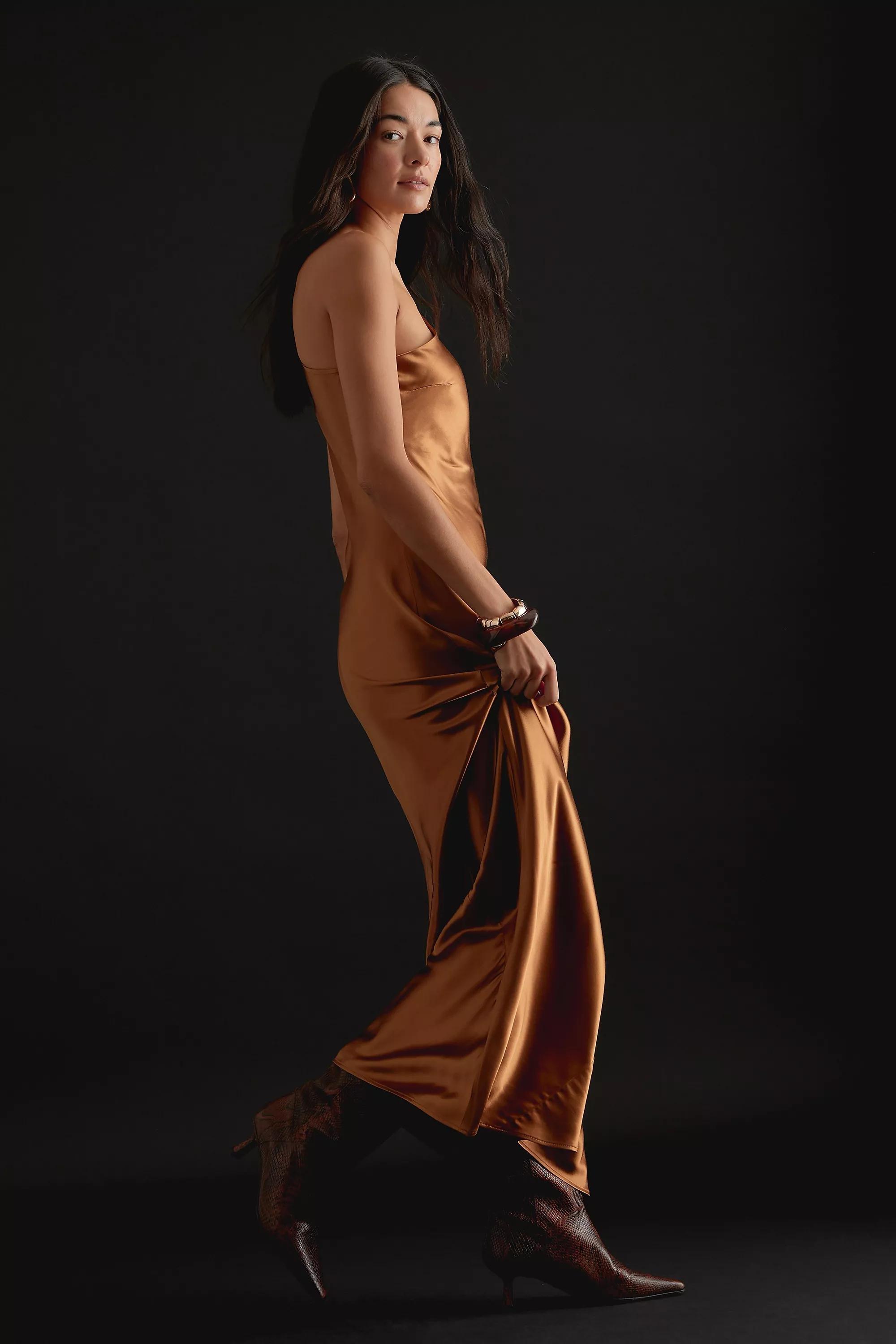 Anthropologie Cutout Slip Party Maxi, Brown, , large image number 2