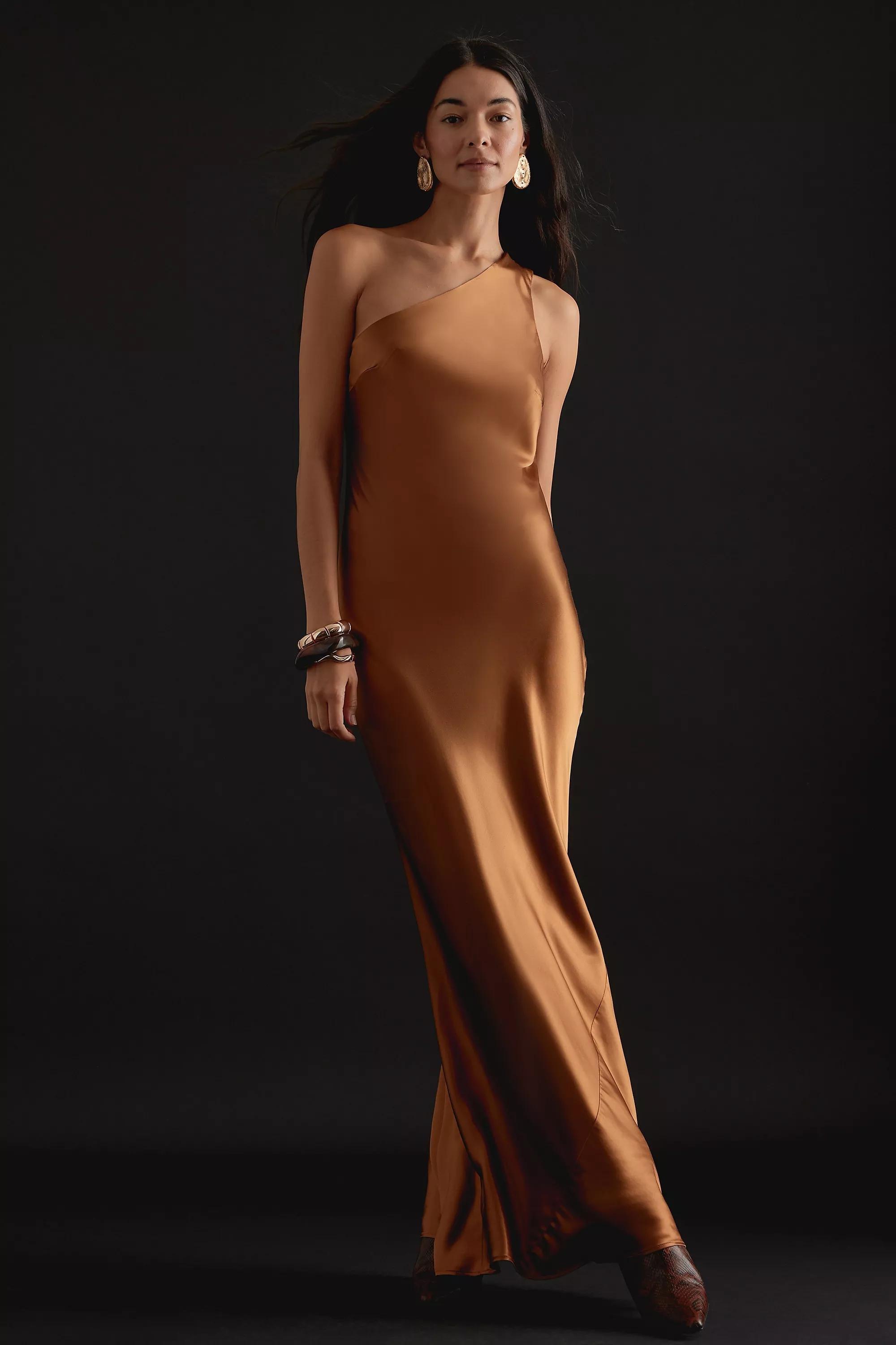 Anthropologie Cutout Slip Party Maxi, Brown, , large image number 4