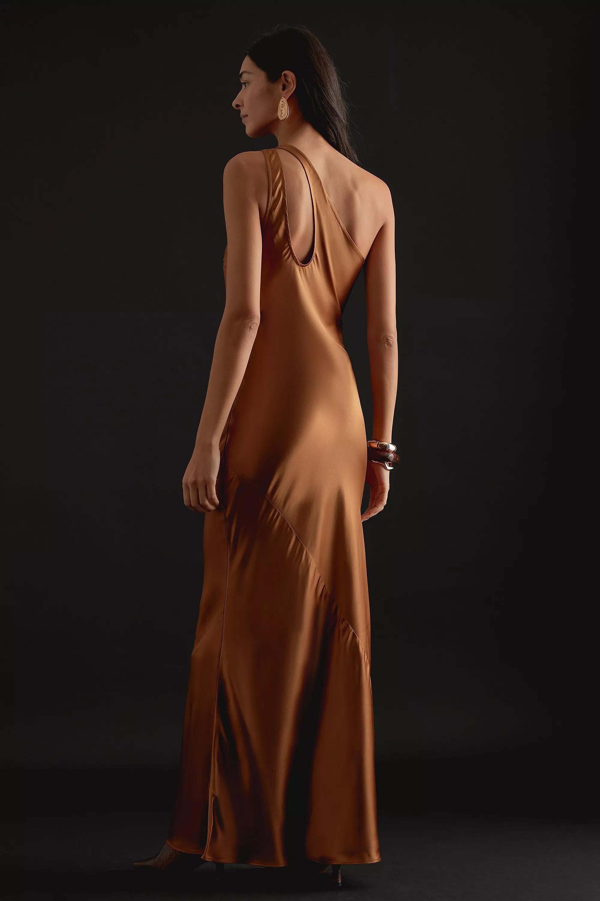 Anthropologie Cutout Slip Party Maxi, Brown, , large image number 5