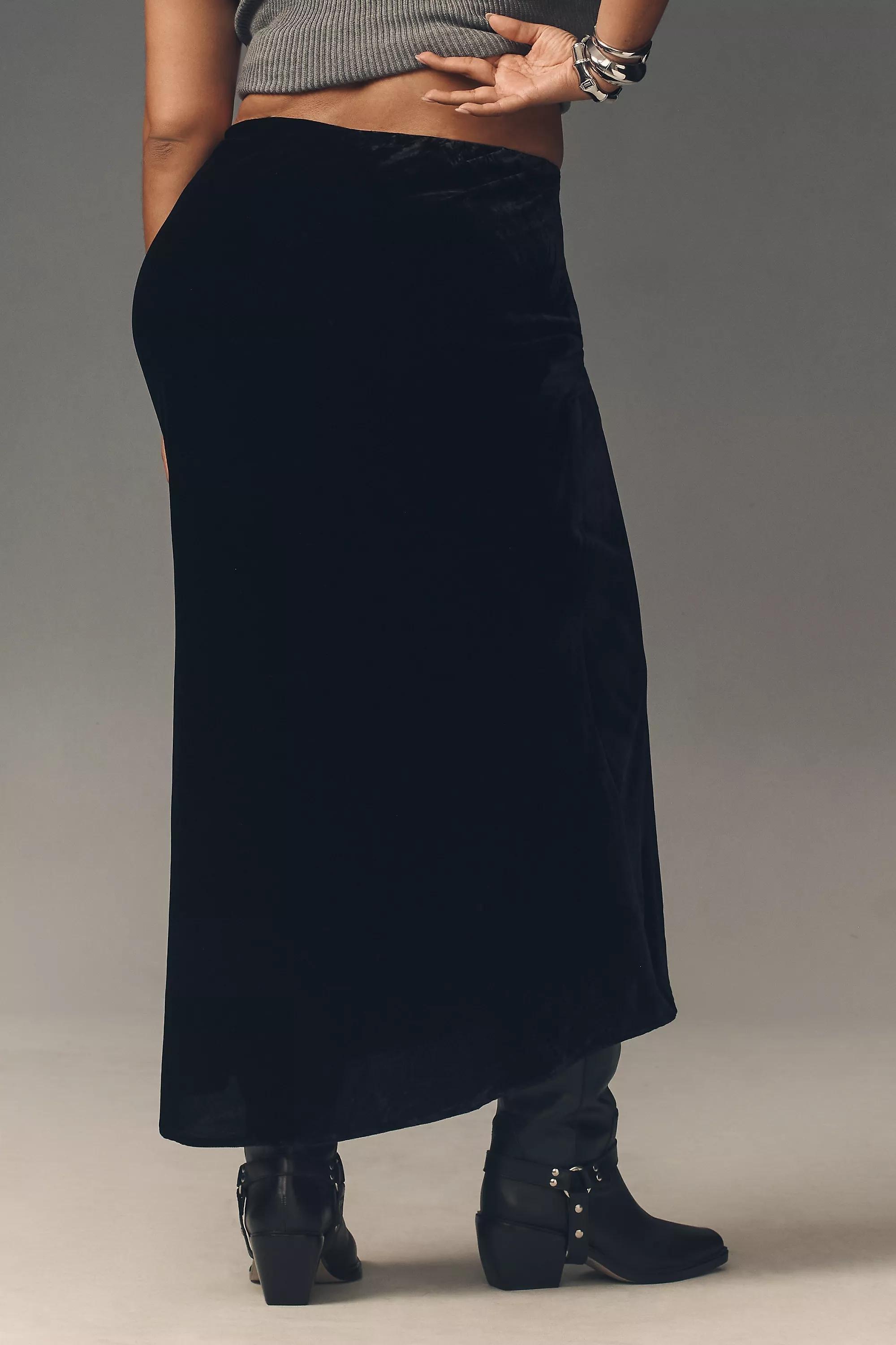 The Tilda Maxi Slip Skirt: Velvet Edition, Black, , large image number 3