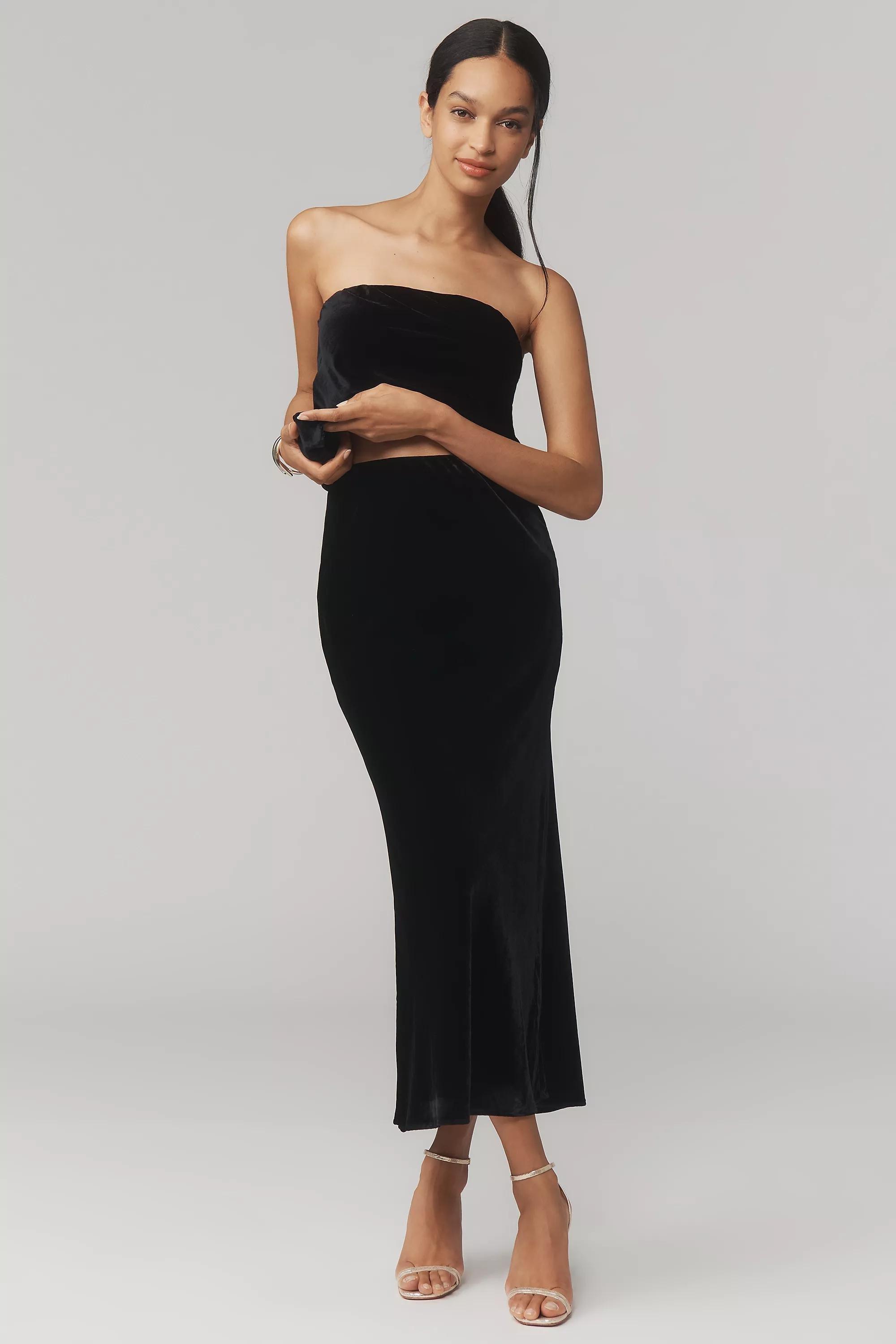 The Tilda Maxi Slip Skirt: Velvet Edition, Black, , large image number 4