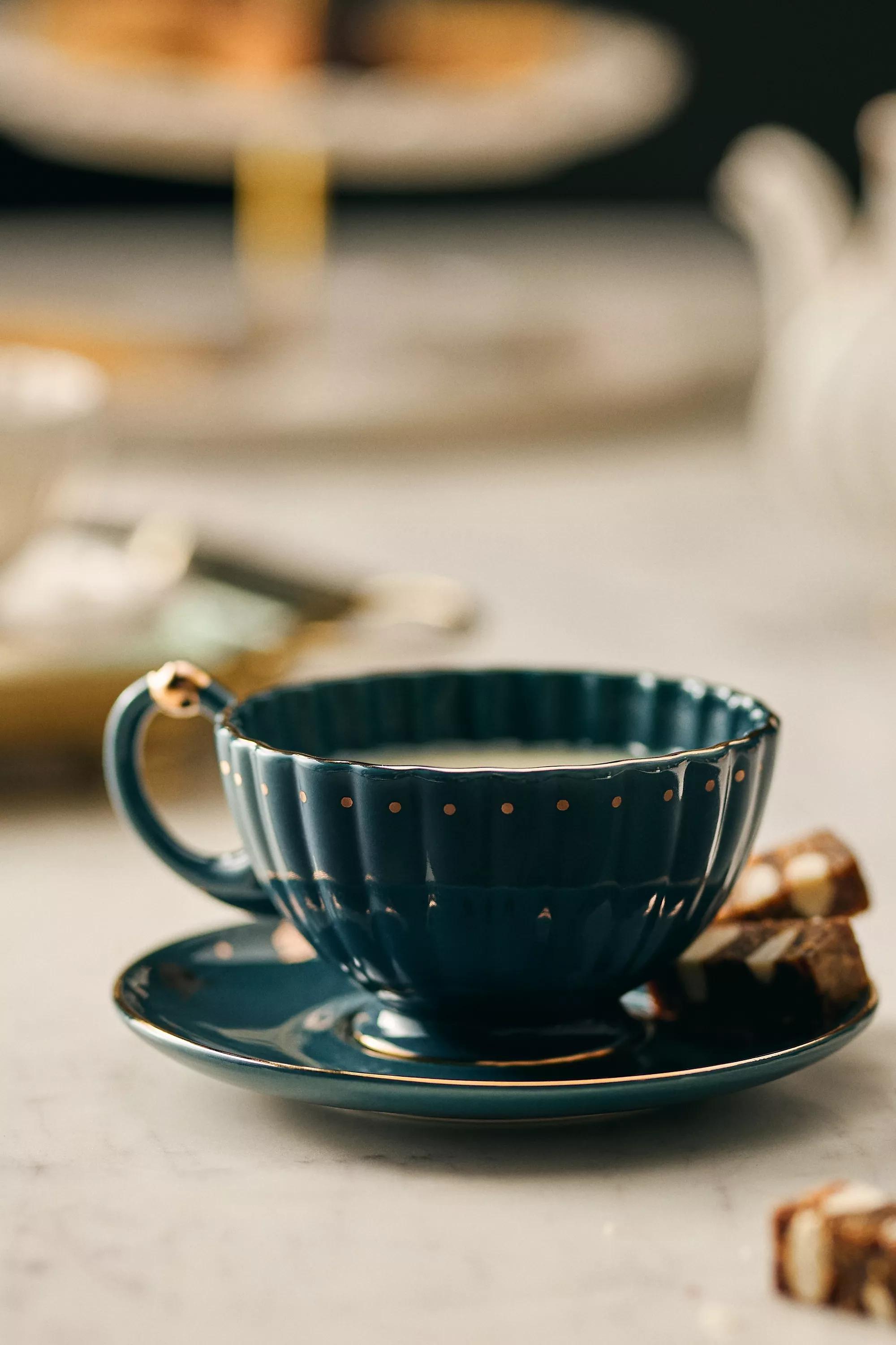 The Met X Anthropologie Stoneware Teacup & Saucer Set, Multicolour, A501_0099, large image number 0