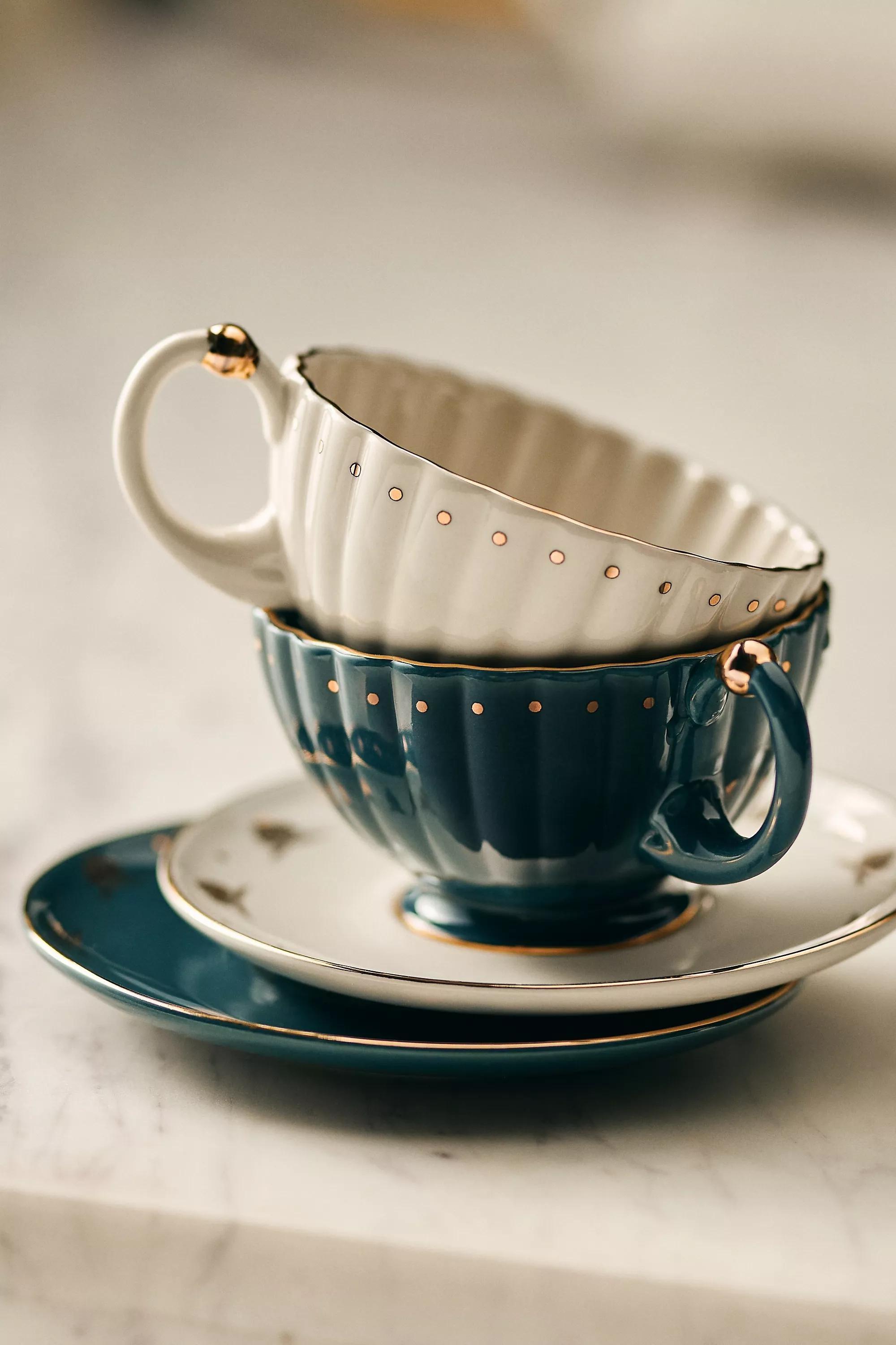 The Met X Anthropologie Stoneware Teacup & Saucer Set, Multicolour, A501_0099, large image number 1