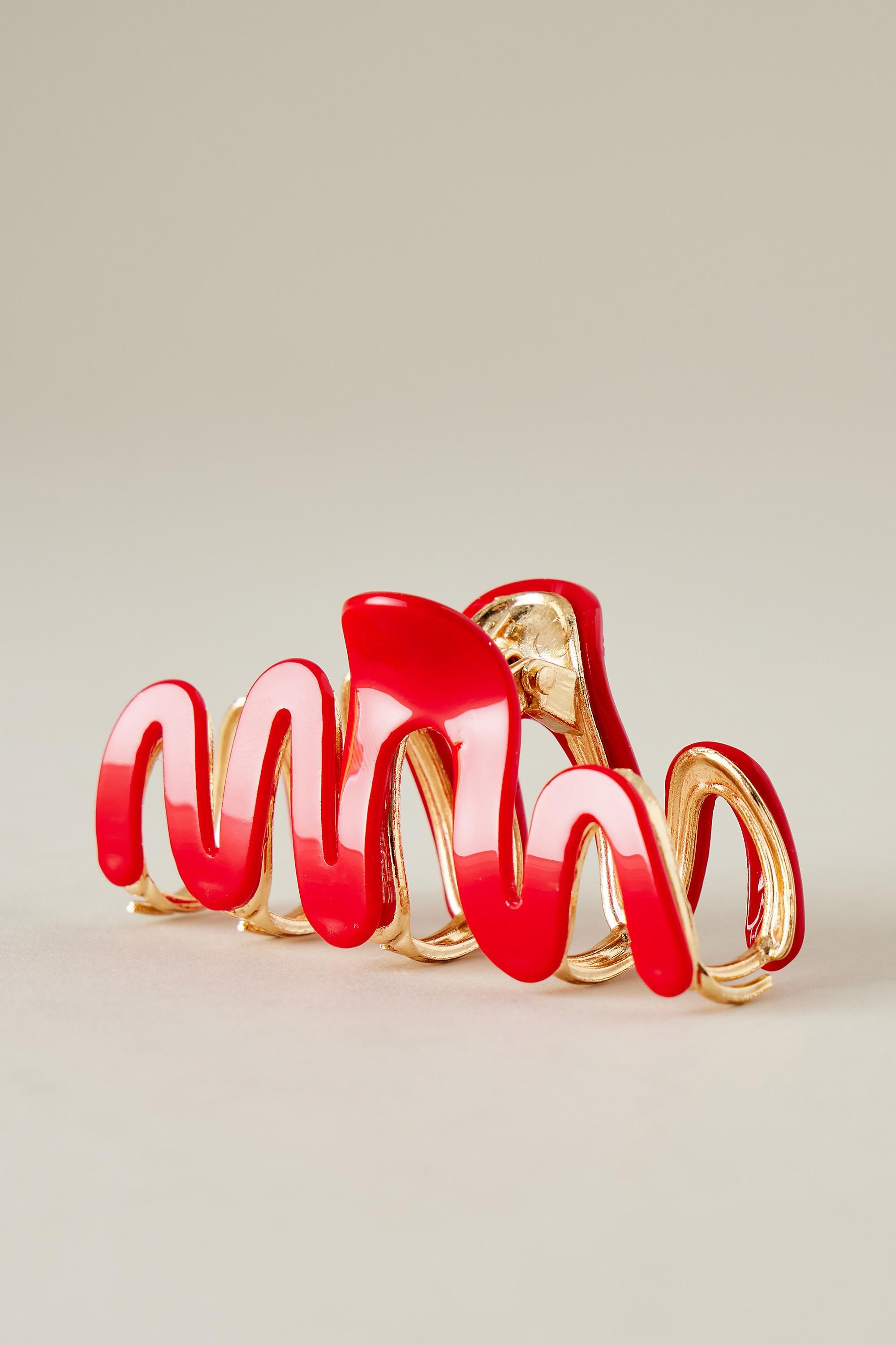 RED Squiggle Hair Claw Clip, , medium