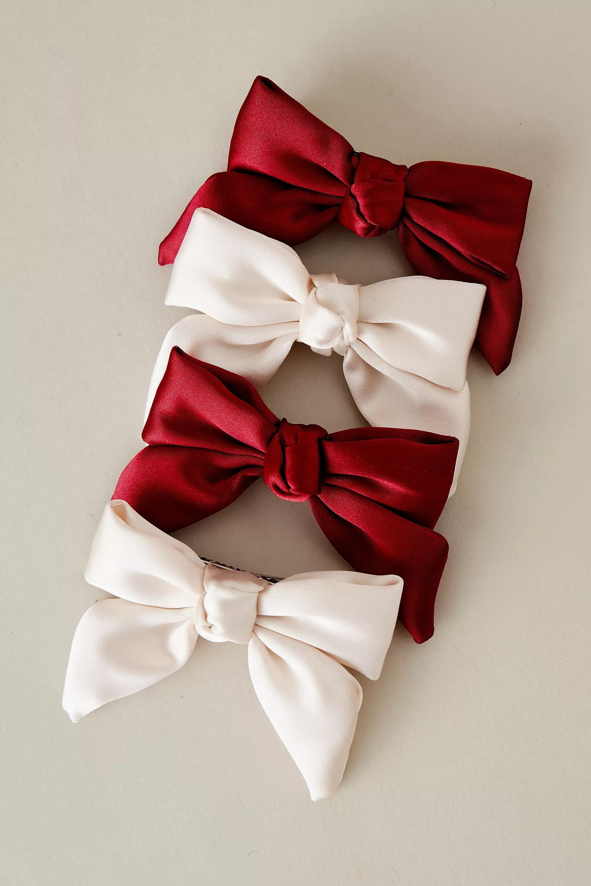 RED BERRY Satin Bow Hair Clips, Set of 2, A501_0262, large image number 0
