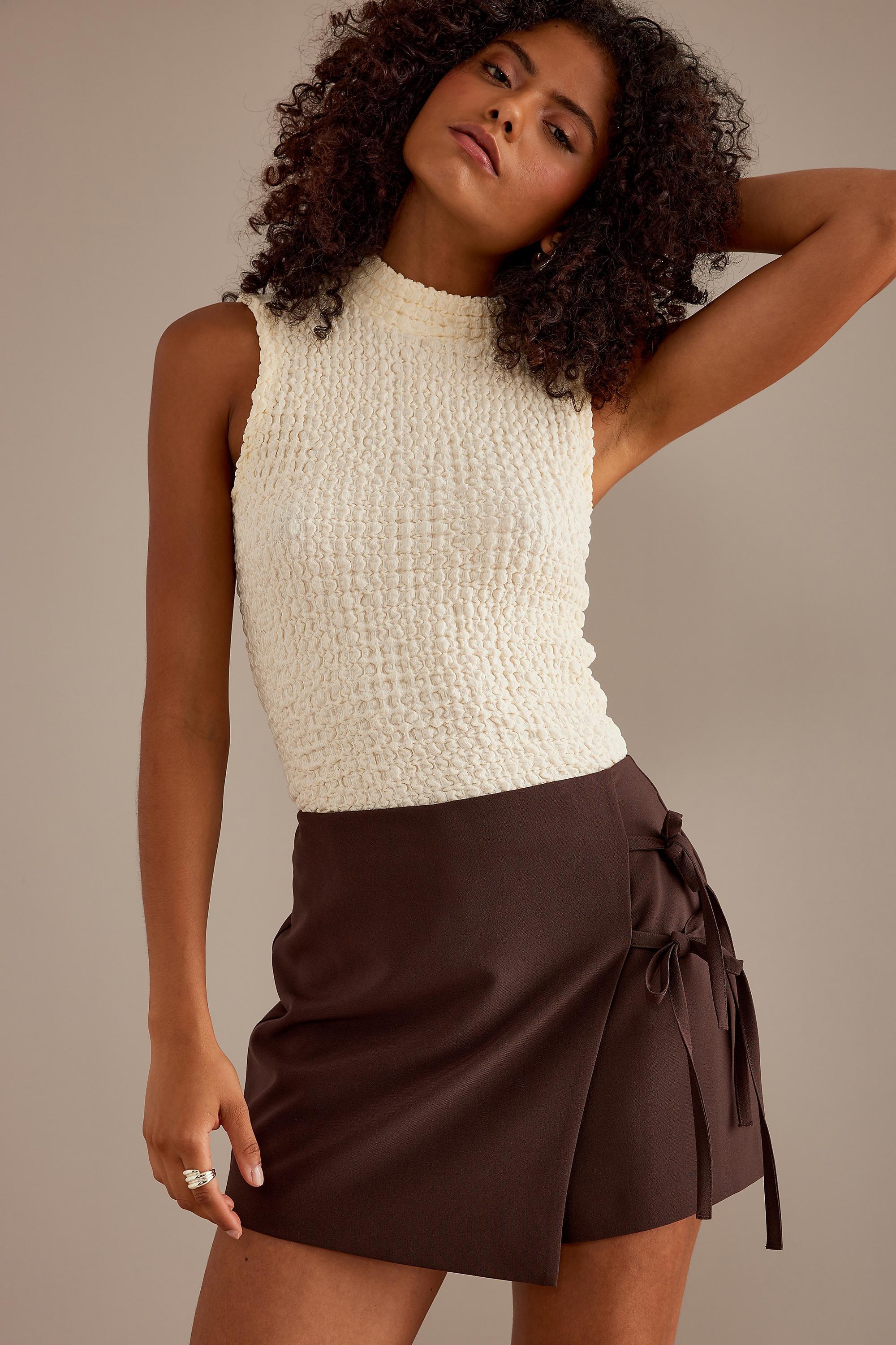 Textured Turtleneck Tank Top, Ivory, , large image number 0