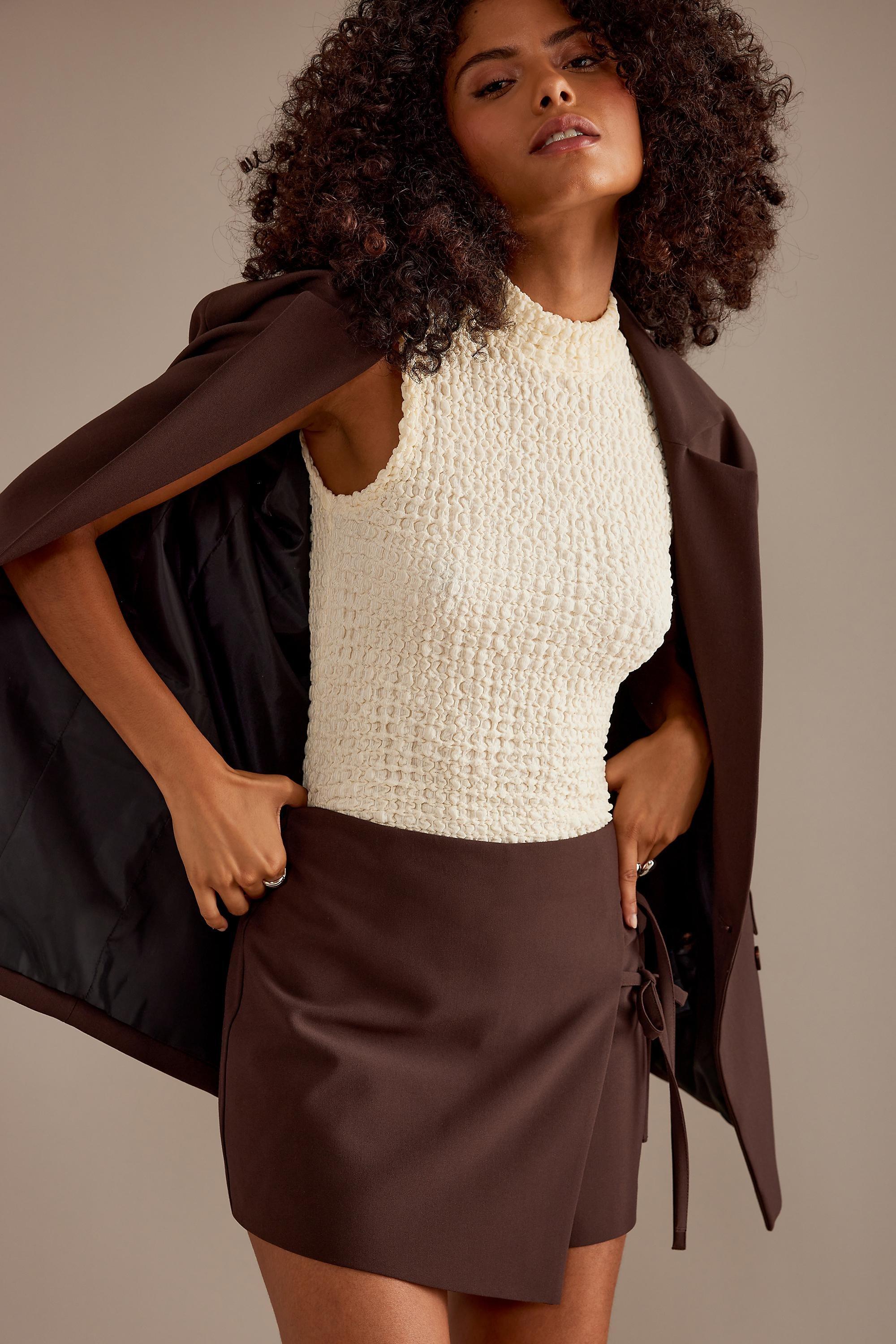 Textured Turtleneck Tank Top, Ivory, , large image number 4