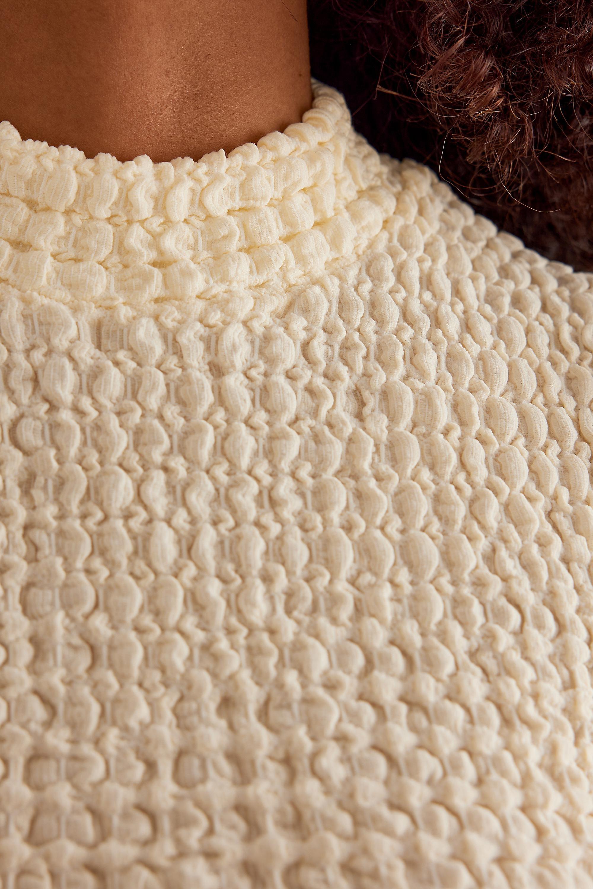 Textured Turtleneck Tank Top, Ivory, , large image number 5