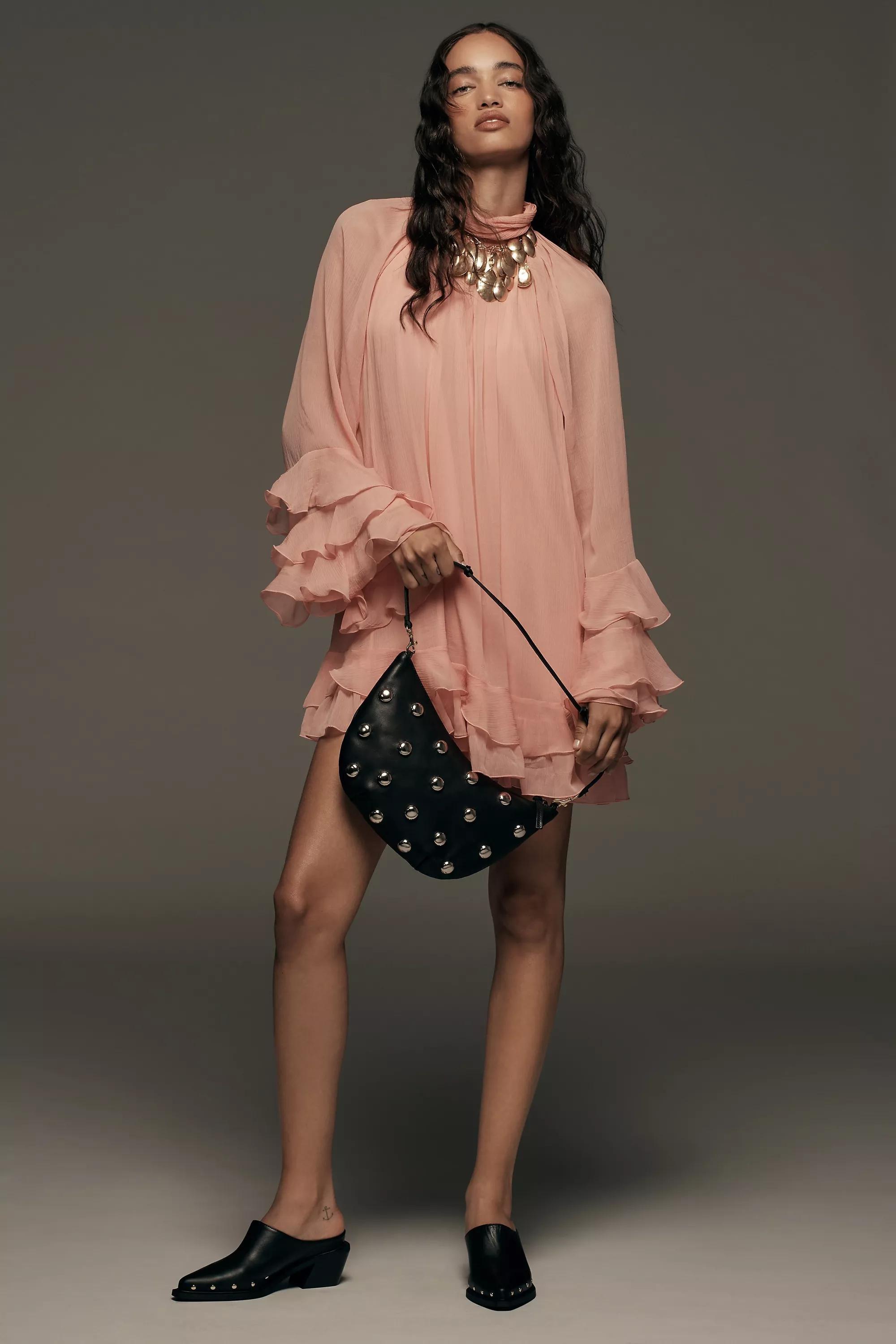 Let Me Be Long-Sleeve Ruffle Mini Dress, Pink, A501_0065, large image number 0