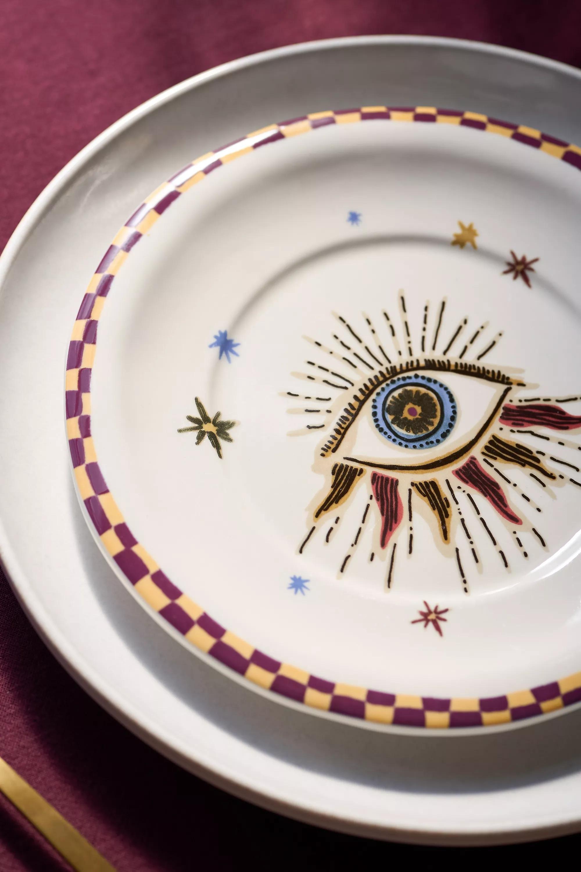 Handpainted Fortune Stoneware Dessert Plate, White, A501_0010, large image number 1