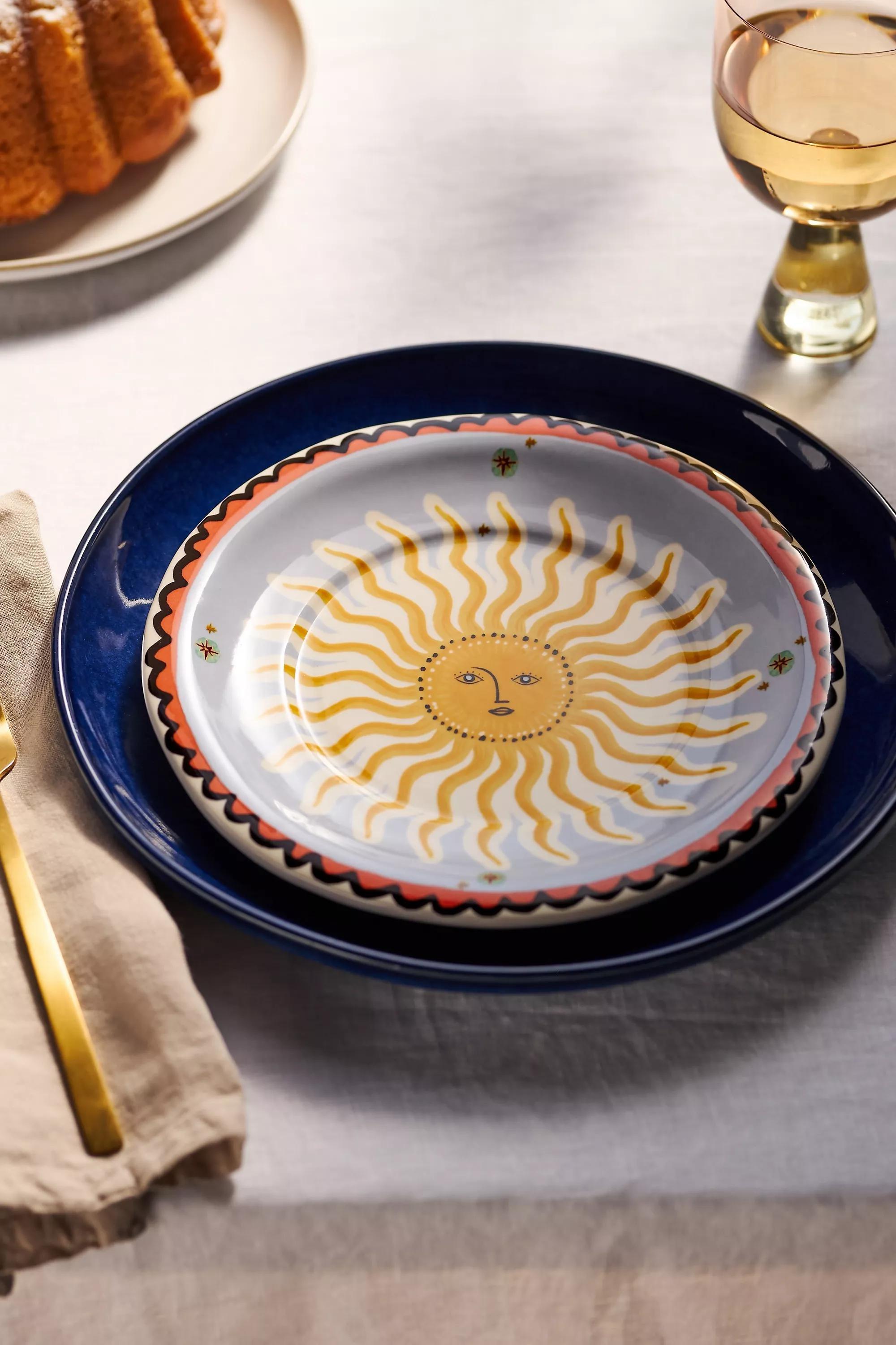 Handpainted Fortune Stoneware Dessert Plate, Multicolour, A501_0092, large image number 0